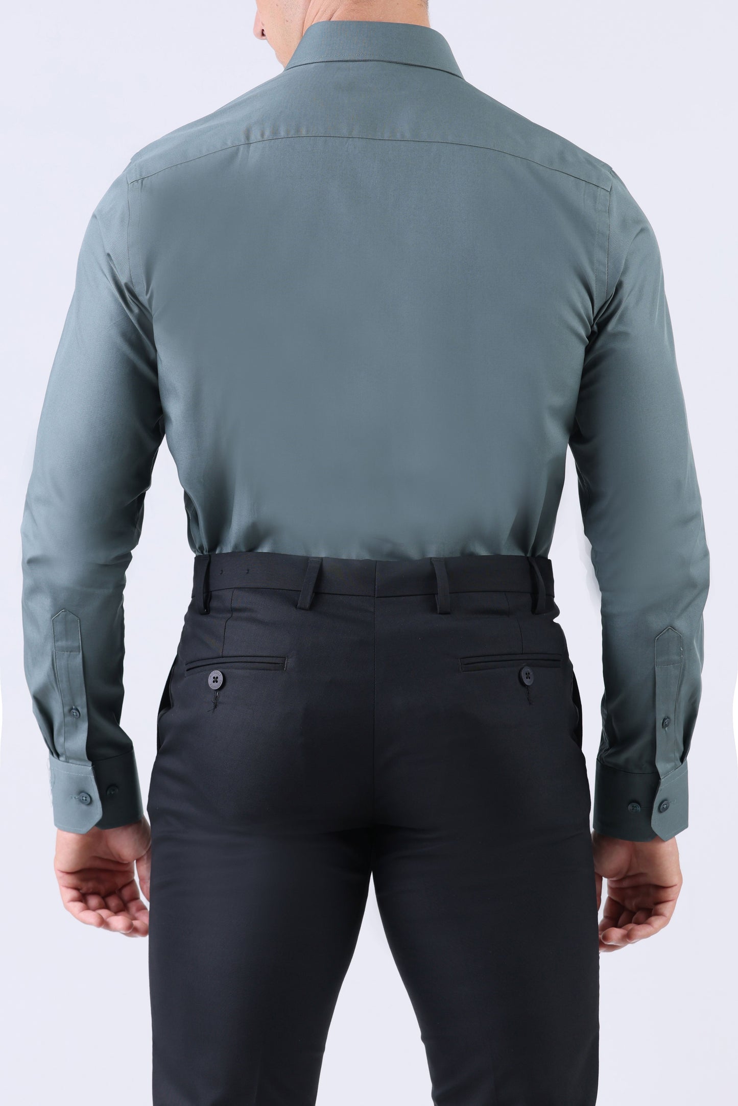 Crocodile Men Formal Seasonal Plain Slim Fit Shirt - Hedge Green