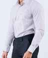 Crocodile Men Formal Seasonal Stripe Slim Fit Shirt - Beaver Fur