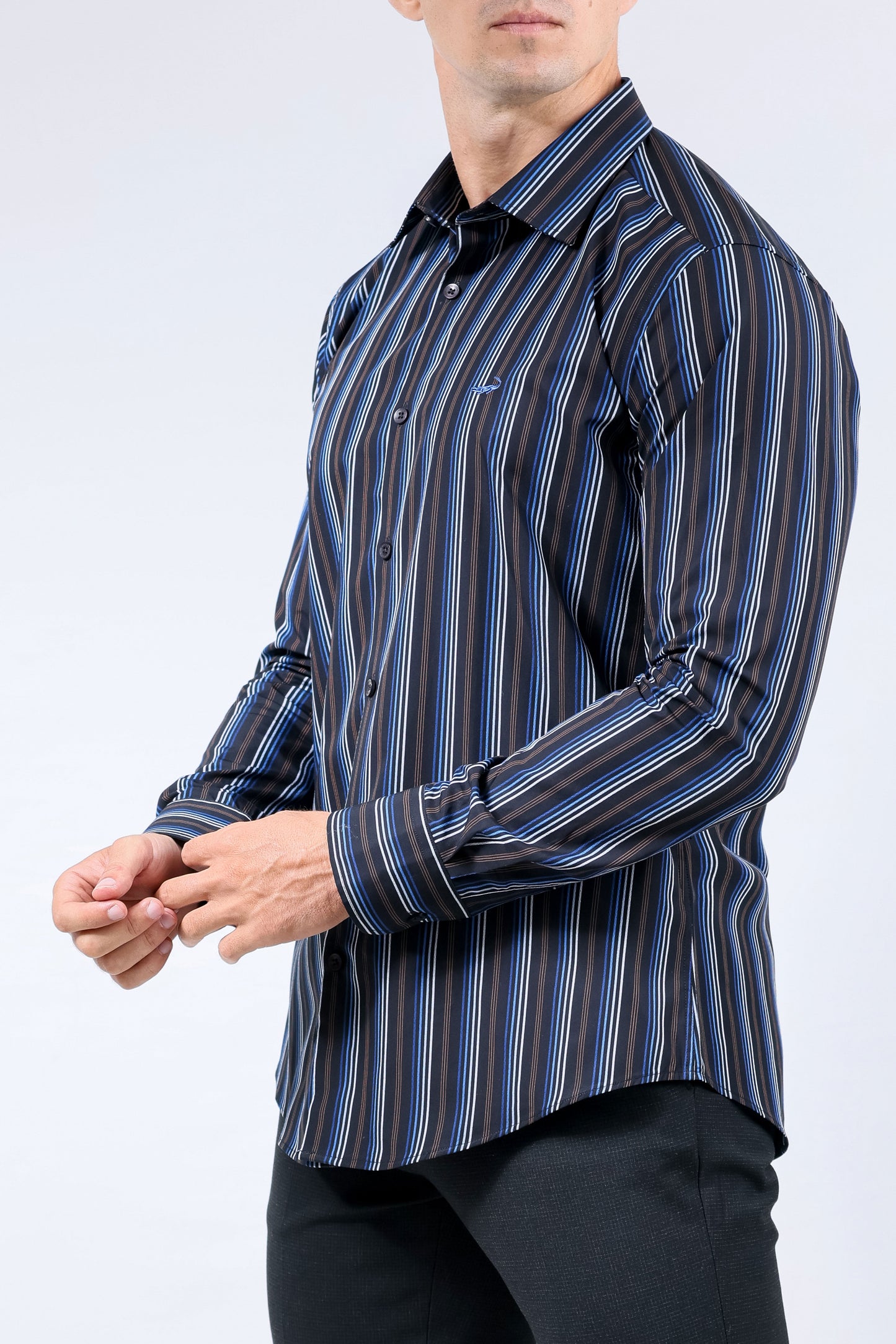 Crocodile Men Evening Slim Fit Shirt - Black