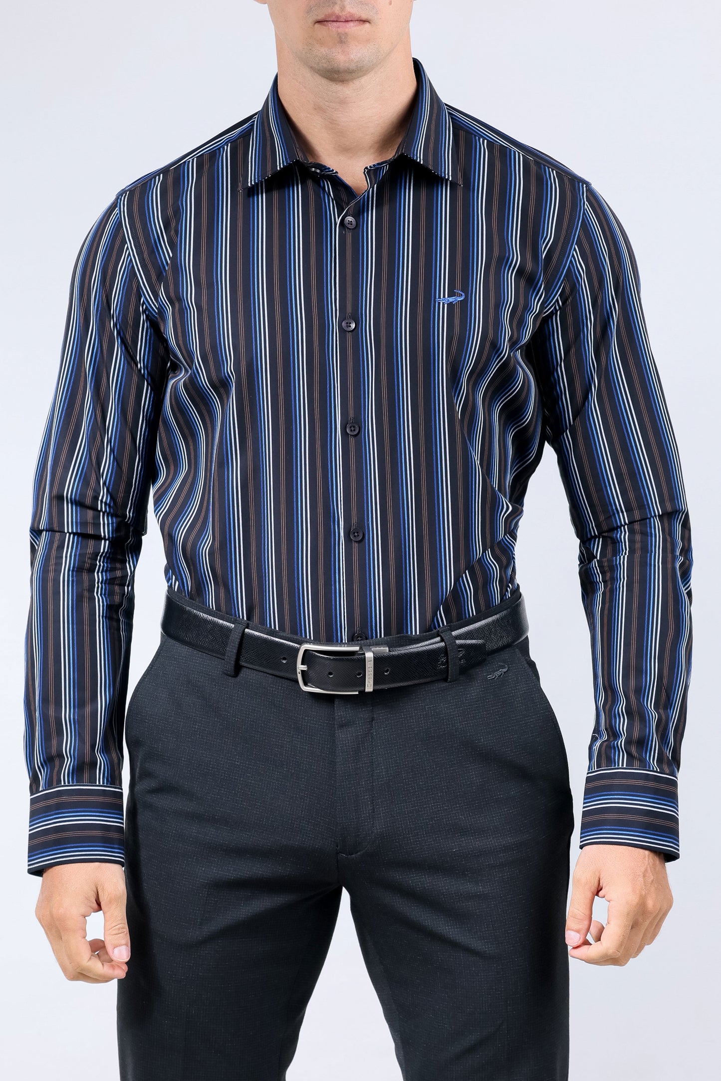 Crocodile Men Evening Slim Fit Shirt - Black