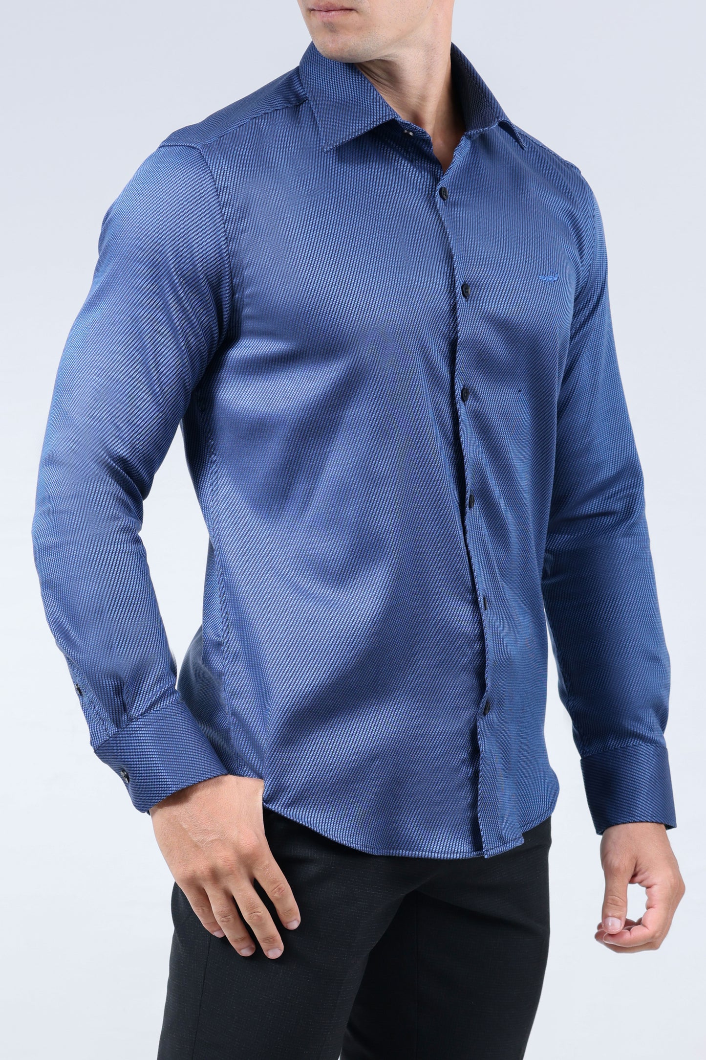 CROCODILE MEN EVENING SLIM FIT FS SHIRT-BLUE DEPTHS