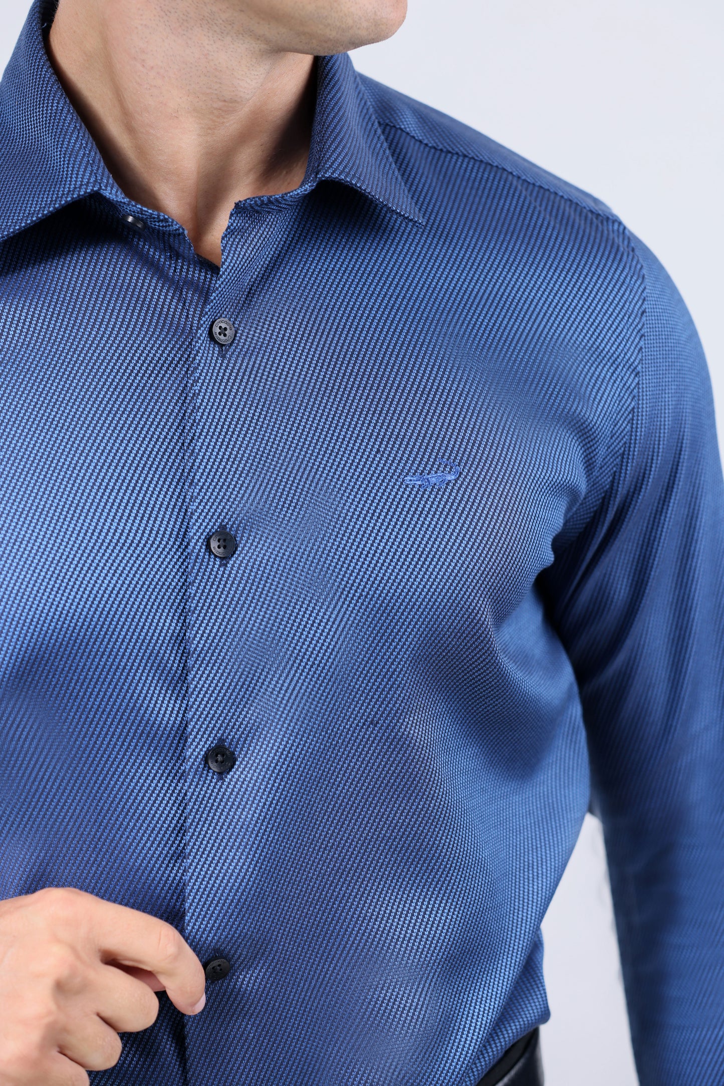 CROCODILE MEN EVENING SLIM FIT FS SHIRT-BLUE DEPTHS
