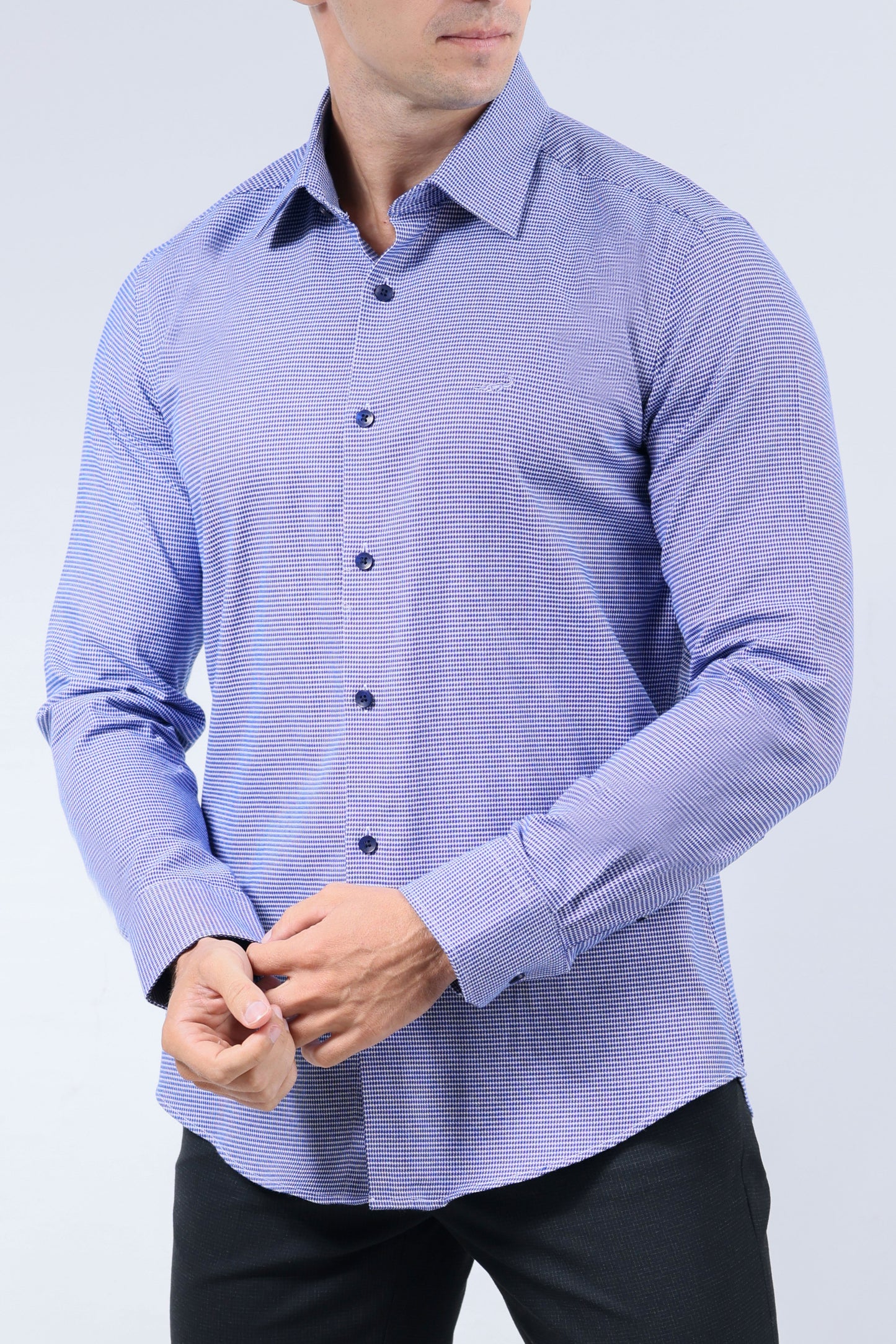 CROCODILE MEN EVENING SLIM FIT FS SHIRT-ESTATE BLUE