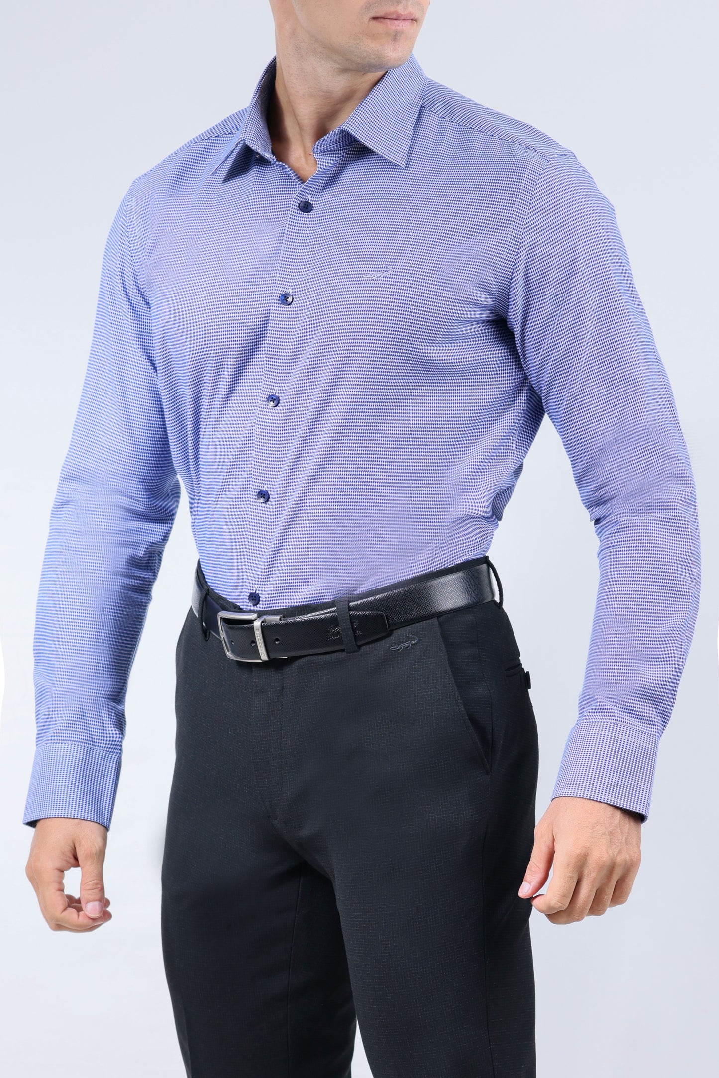 CROCODILE MEN EVENING SLIM FIT FS SHIRT-ESTATE BLUE