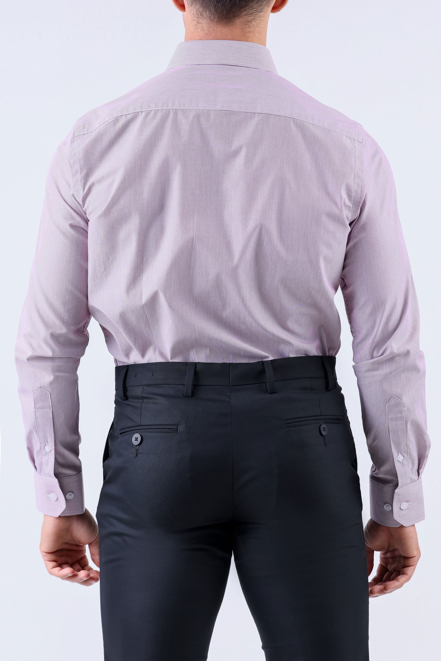 Crocodile Men Formal Seasonal Stripe Slim Fit Shirt - Tango Red