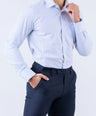 Crocodile Men Formal Seasonal Stripe Slim Fit Shirt - Cashmere Blue