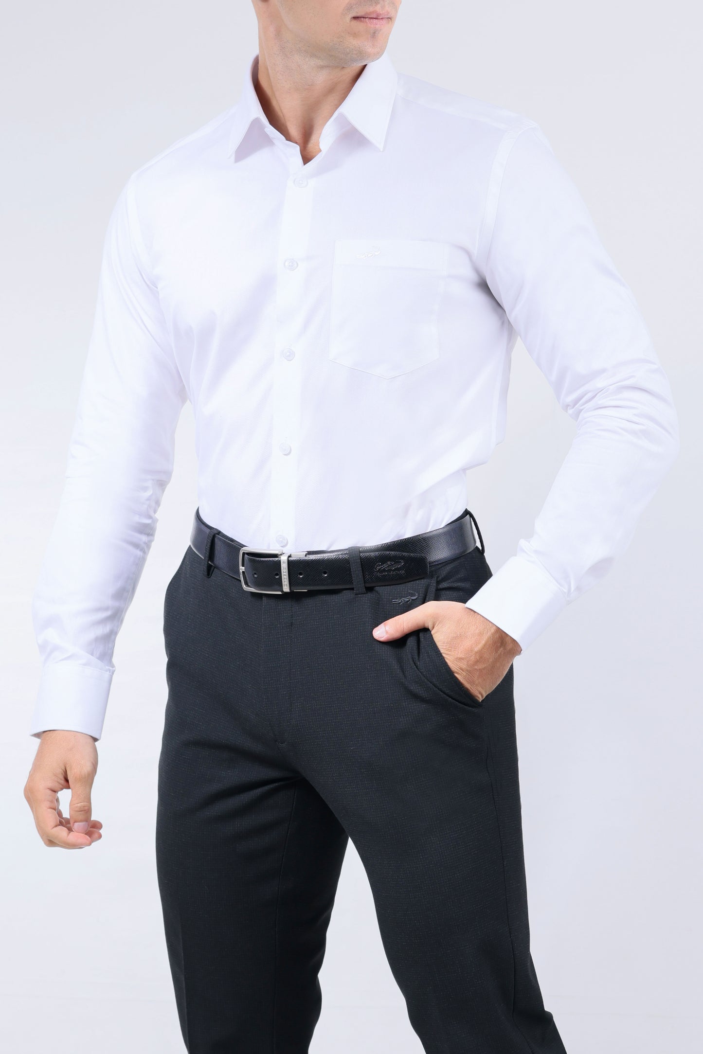 CROCODILE MEN FORMAL SEASONAL SLIM FIT FS SHIRT-Marshmallow