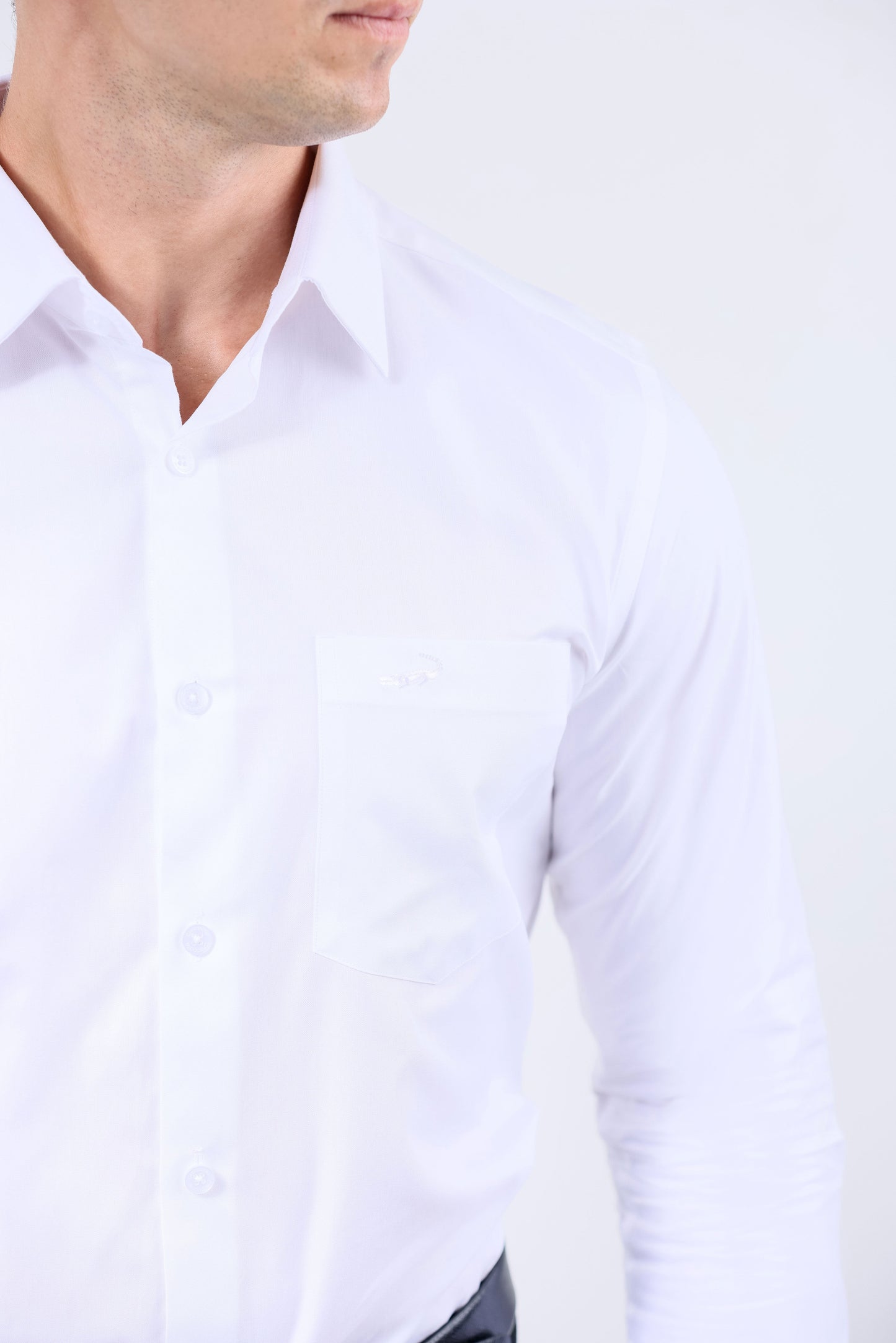 Crocodile Men Formal Seasonal Plain Slim Fit Shirt - Marshmallow