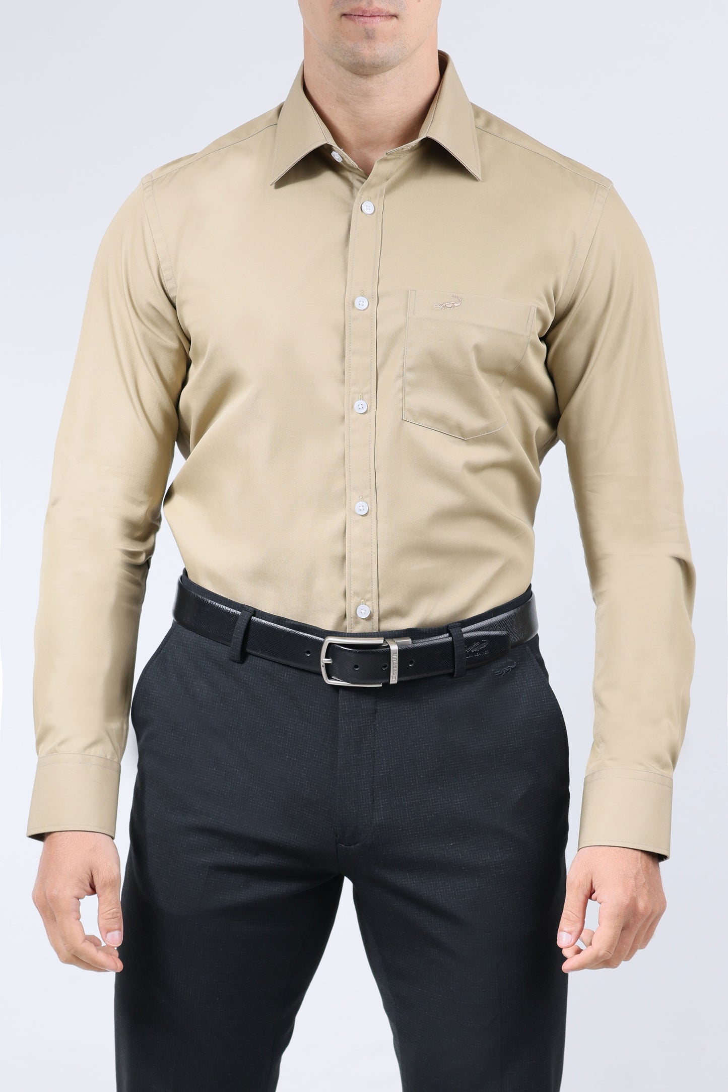 CROCODILE MEN FORMAL SEASONAL SLIM FIT FS SHIRT-TOBACCO BROWN