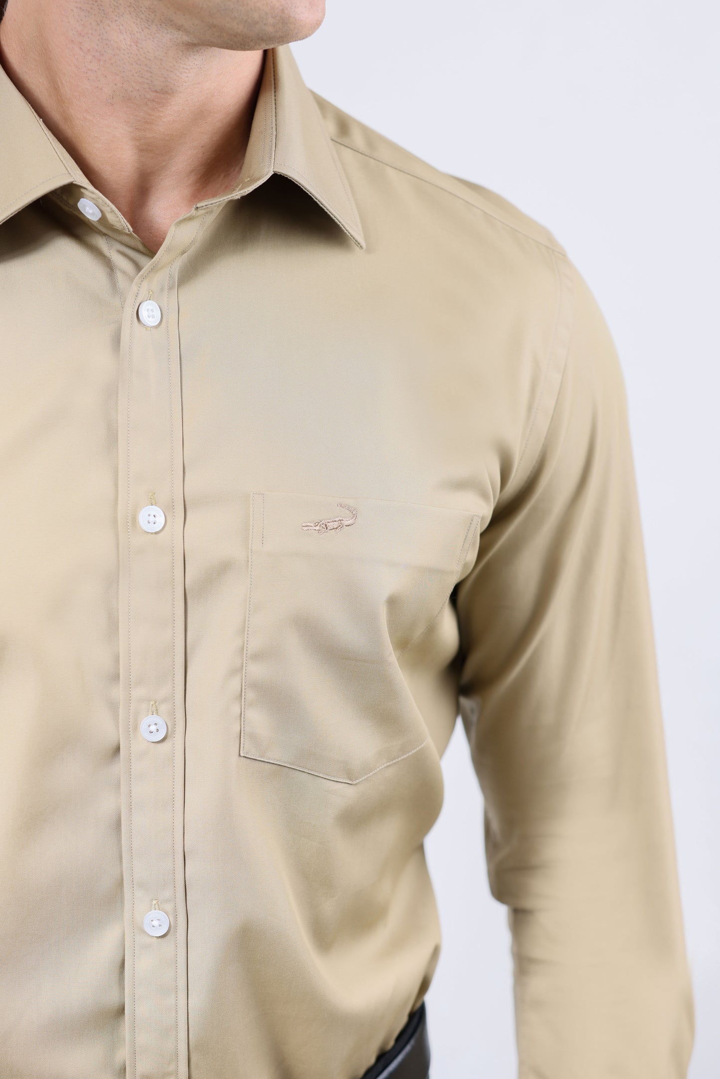 CROCODILE MEN FORMAL SEASONAL SLIM FIT FS SHIRT-TOBACCO BROWN