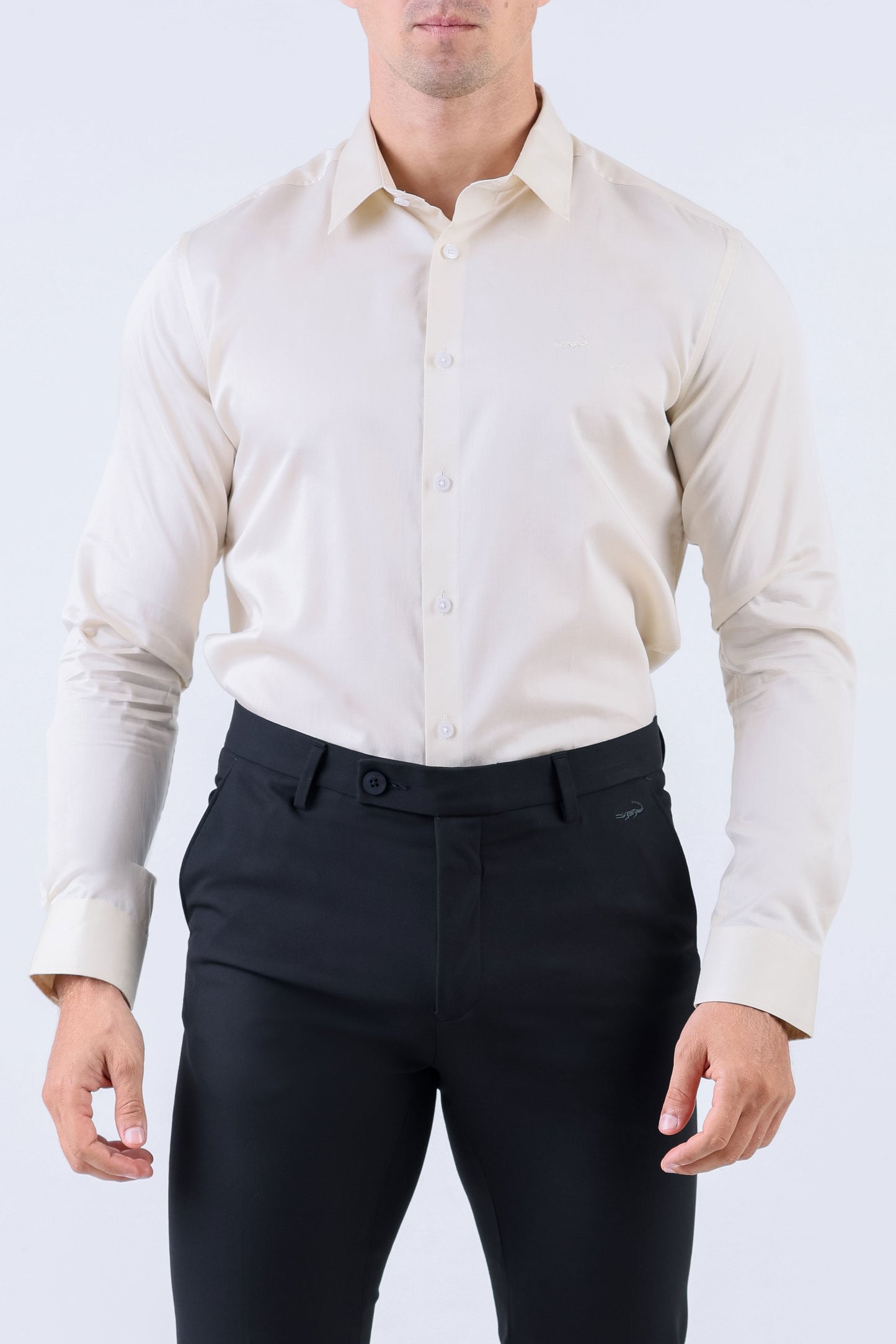 Crocodile Men Evening Plain Slim Fit Shirt - White Swan