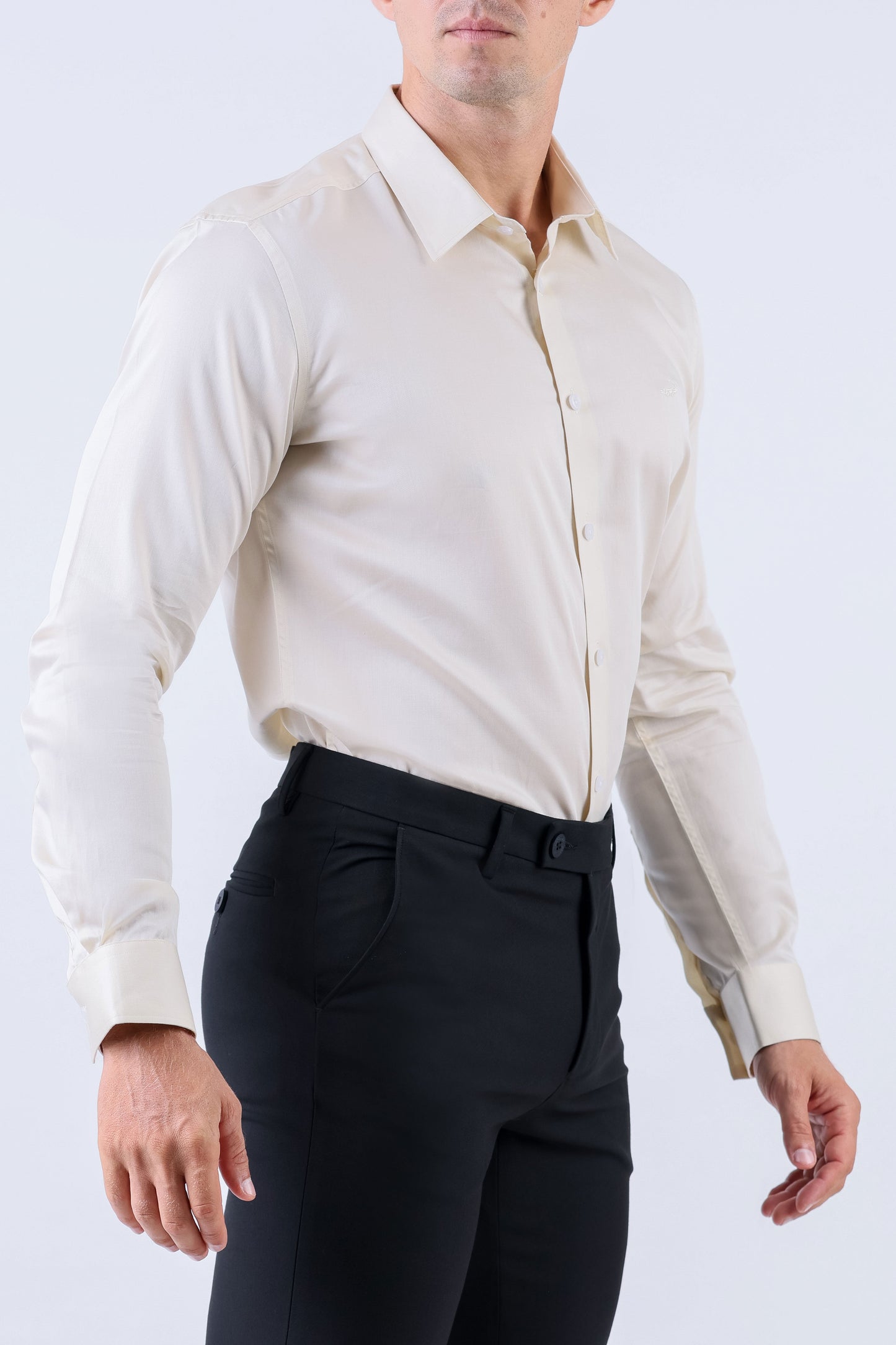 Crocodile Men Evening Plain Slim Fit Shirt - White Swan