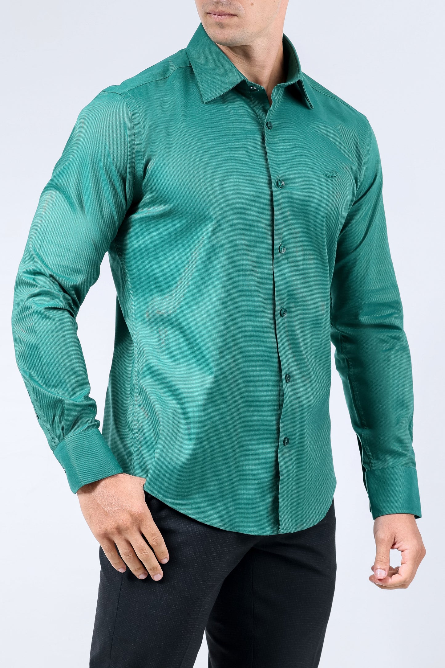 Crocodile Men Evening Slim Fit Shirt - Green