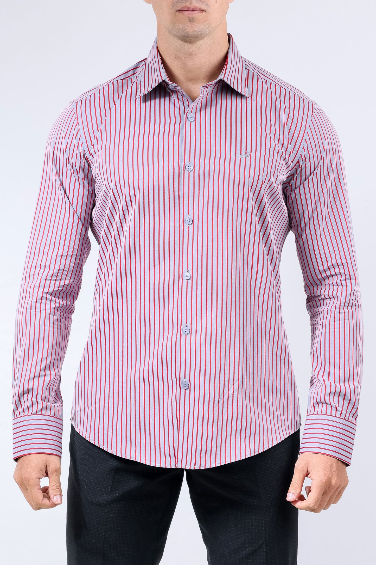 Crocodile Men Evening Slim Fit Shirt - Biking Red