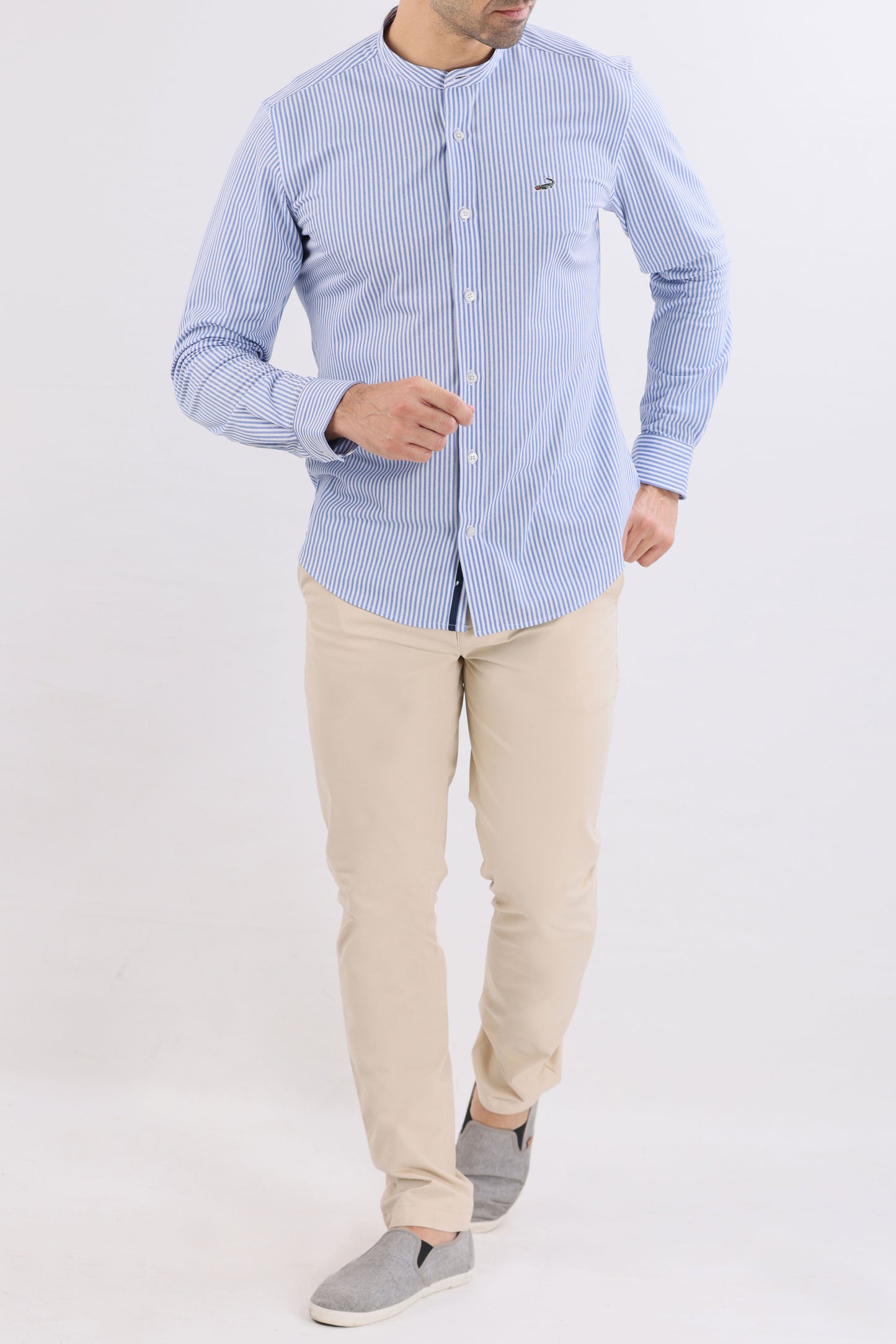 Crocodile Slim Fit Semi Casual Fs Knit Shirt Vista Blue
