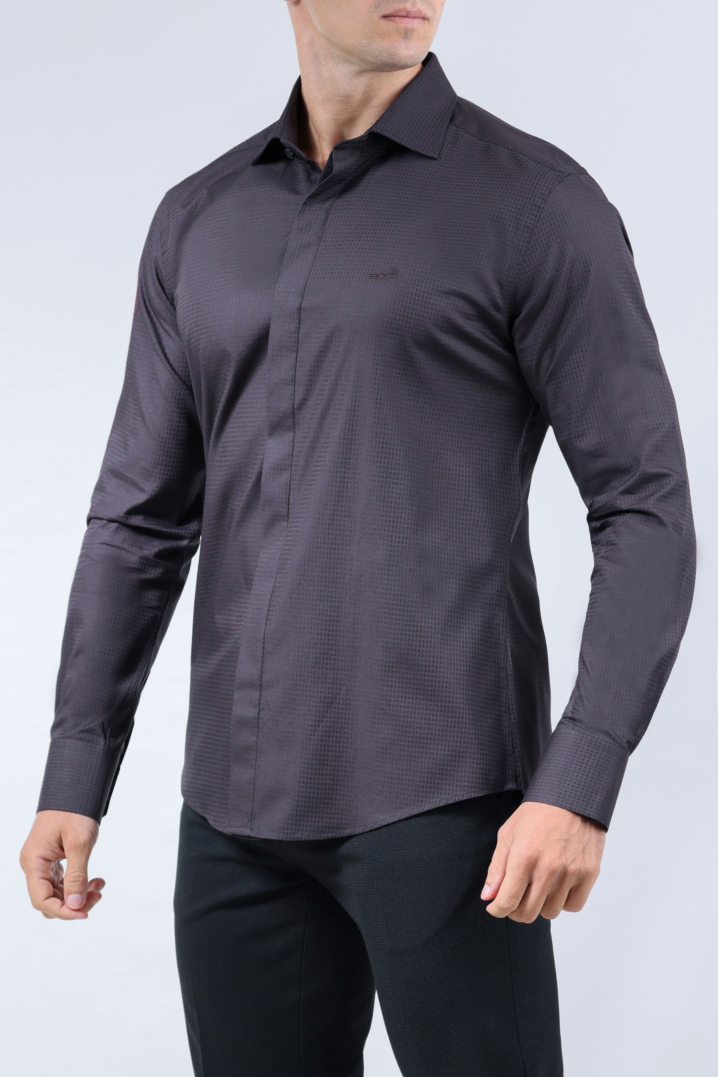 CROCODILE MEN EVENING SLIM FIT FS SHIRT-CHOCOLATE