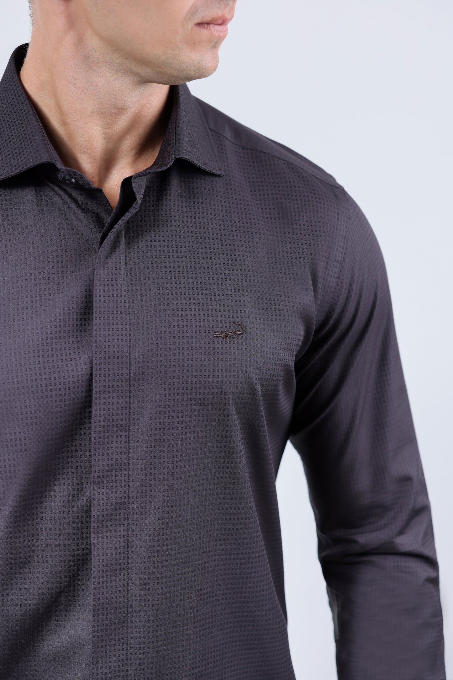 CROCODILE MEN EVENING SLIM FIT FS SHIRT-CHOCOLATE