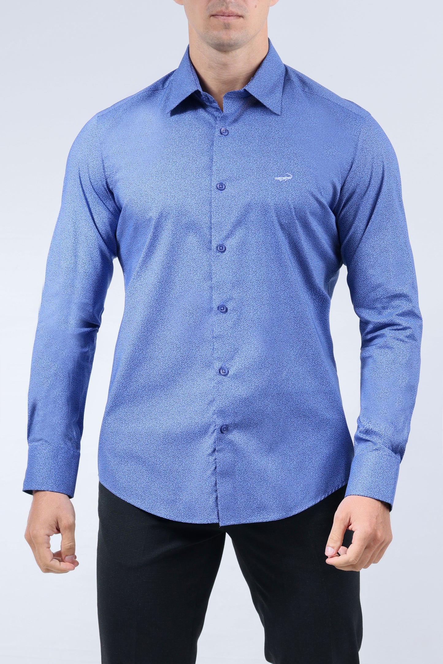 CROCODILE MEN EVENING SLIM FIT FS SHIRT-MOROCCAN BLUE