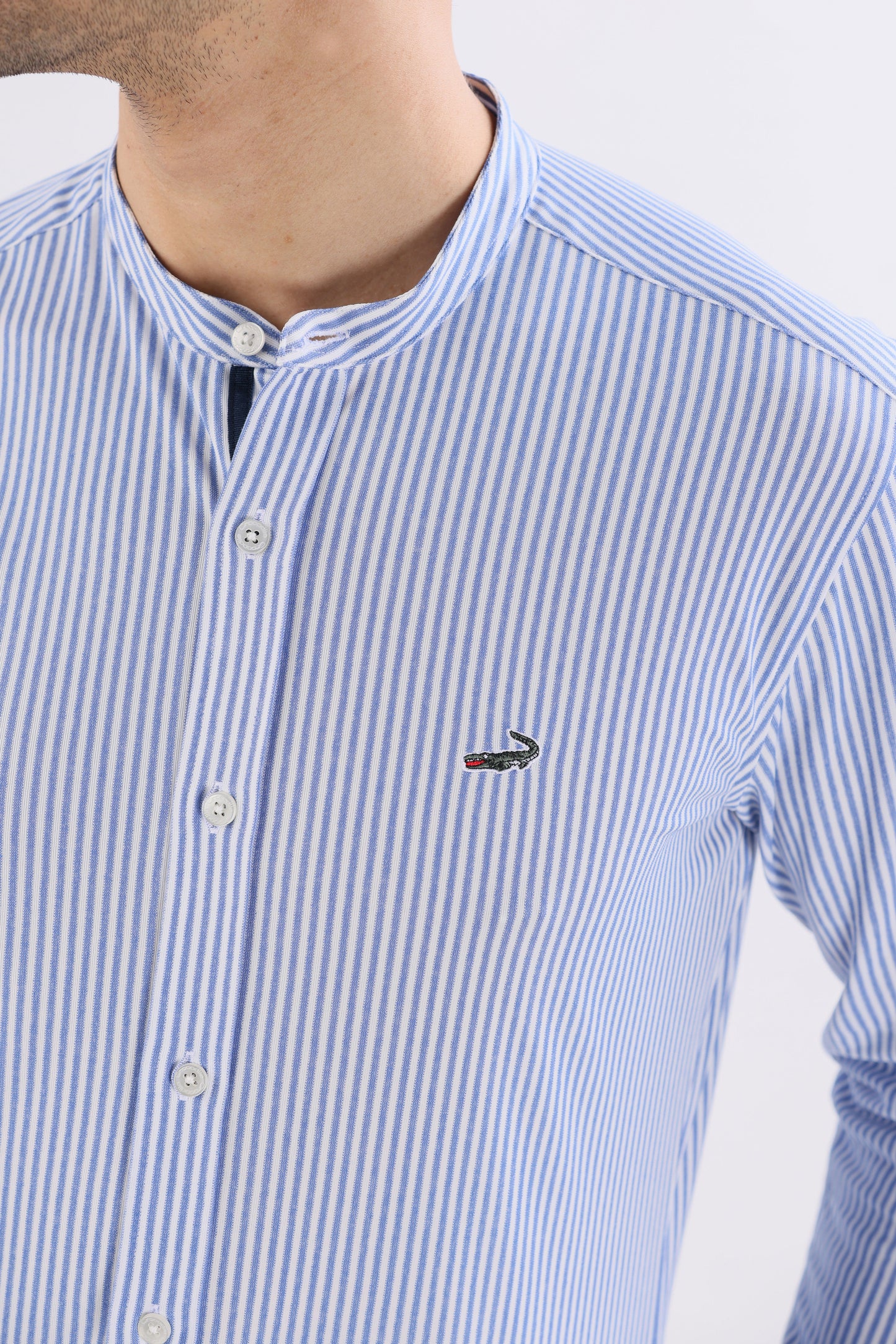 Crocodile Slim Fit Semi Casual Fs Knit Shirt Vista Blue