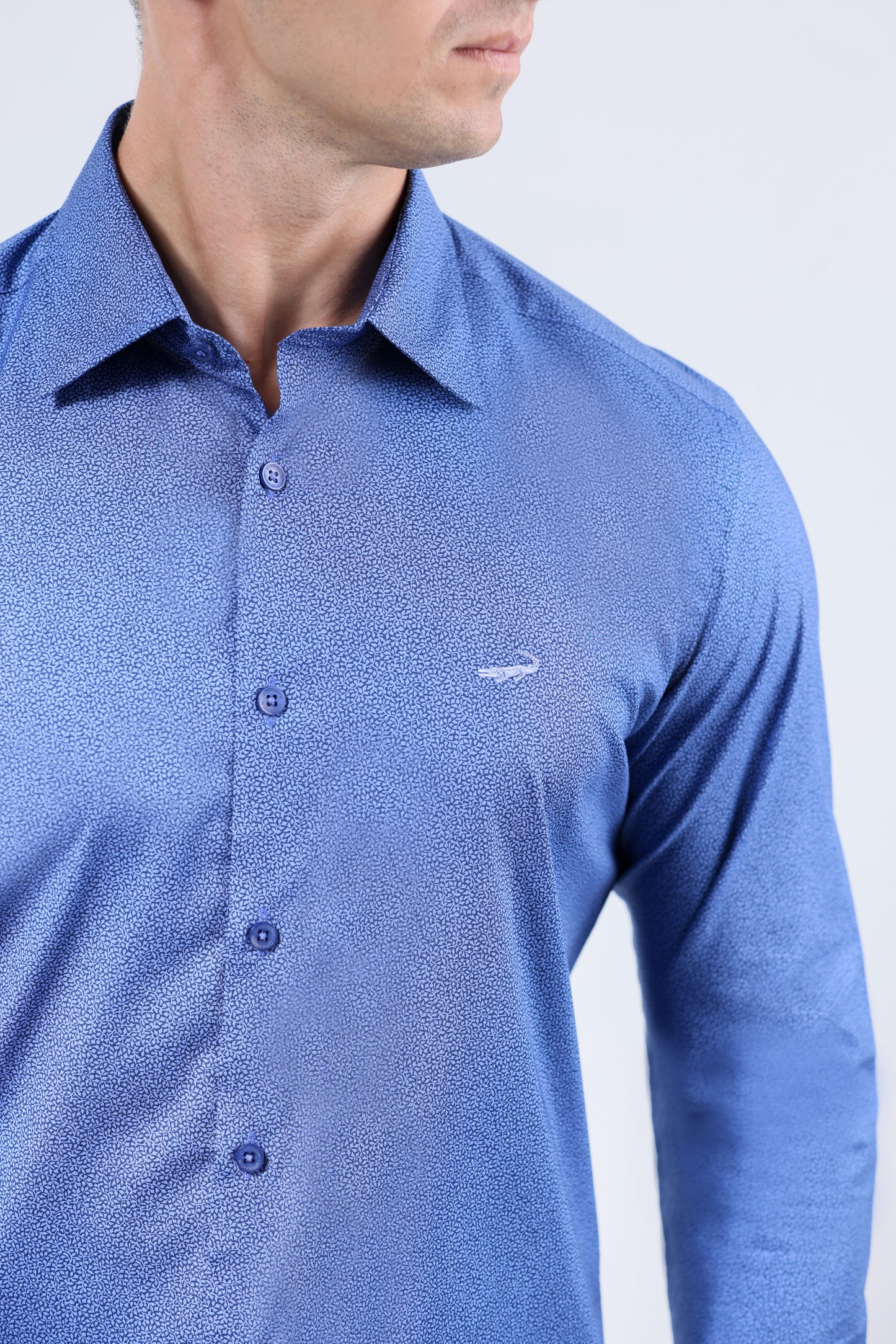 CROCODILE MEN EVENING SLIM FIT FS SHIRT-MOROCCAN BLUE