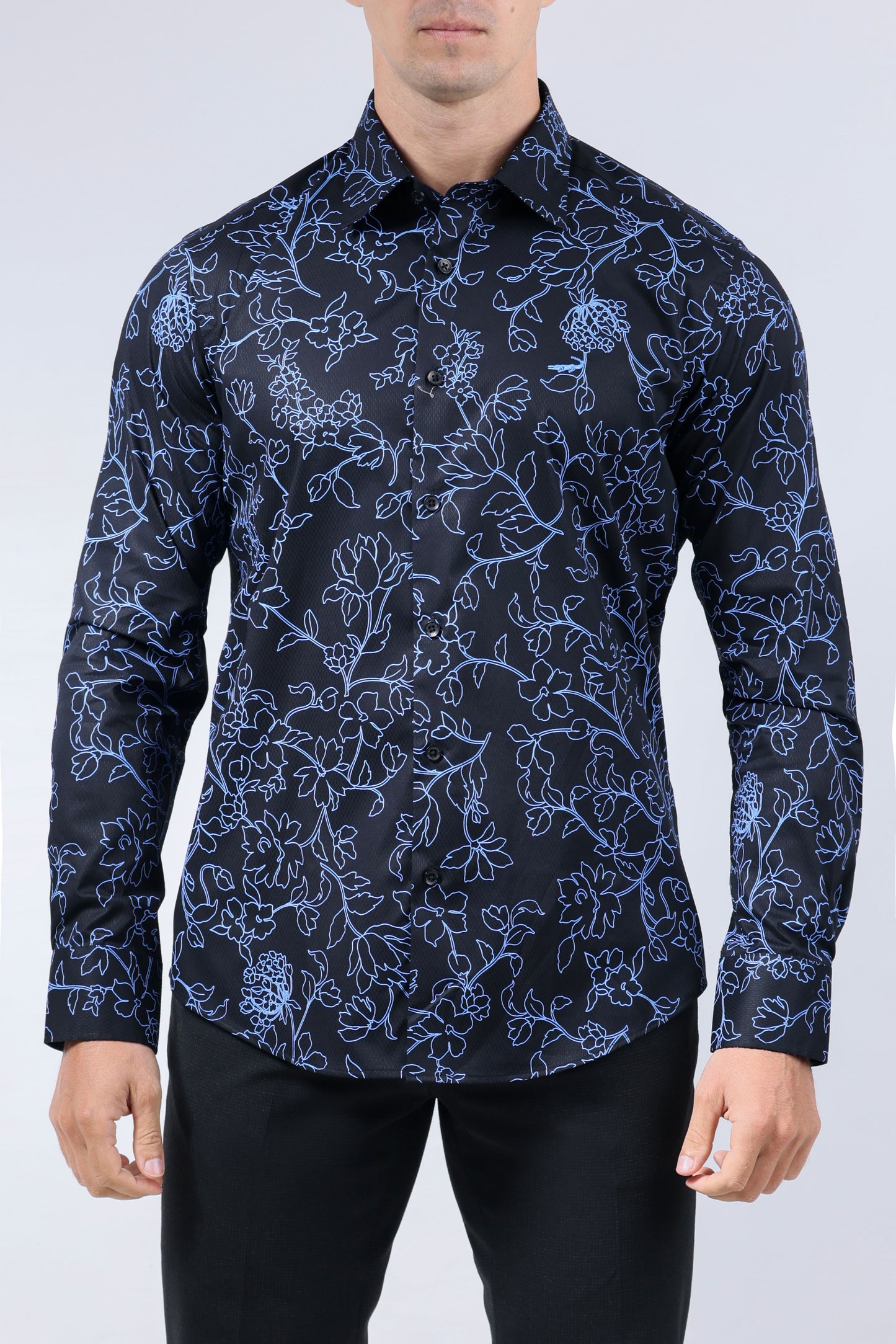 CROCODILE MEN EVENING SLIM FIT FS SHIRT-BLACK INCK