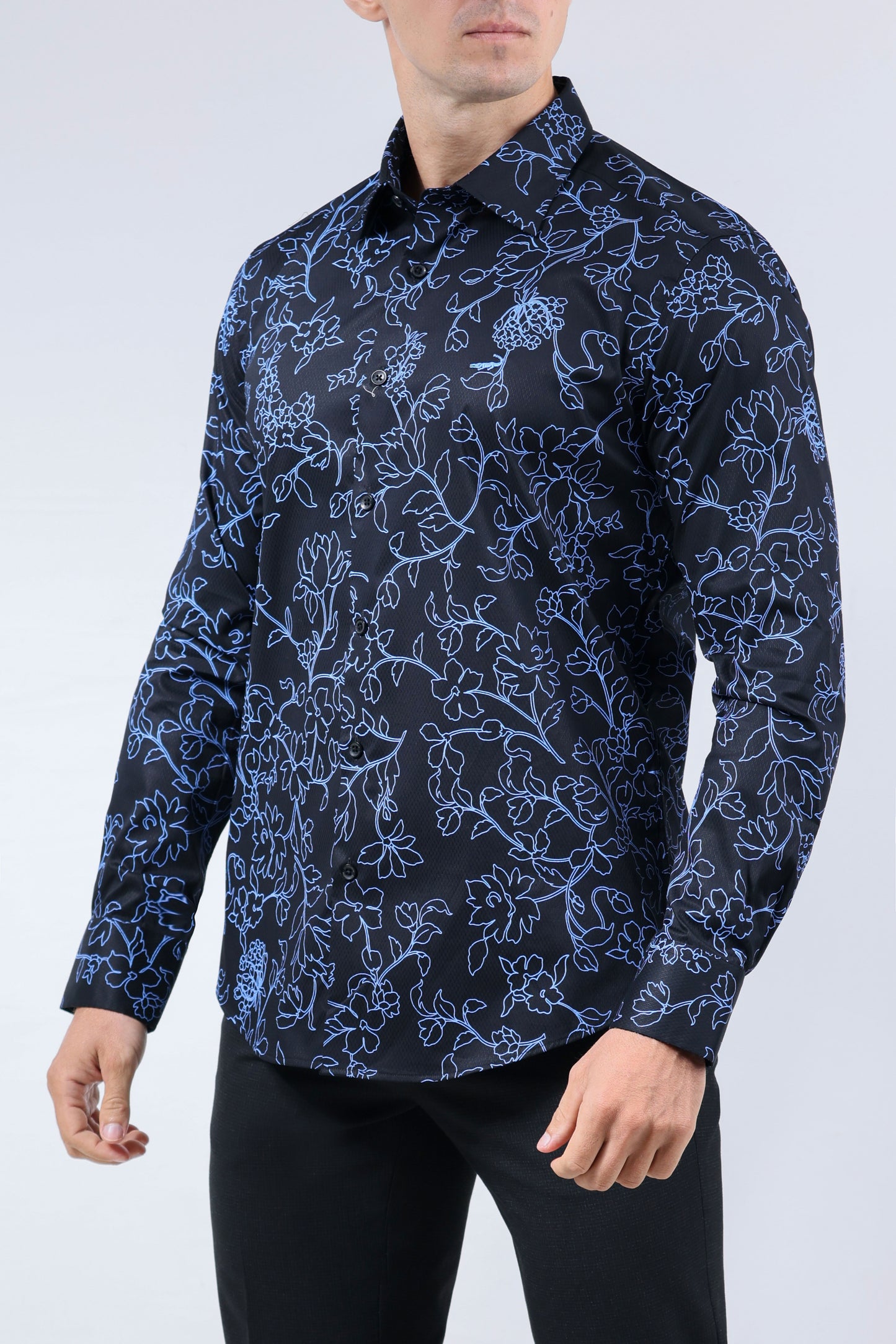 CROCODILE MEN EVENING SLIM FIT FS SHIRT-BLACK INCK