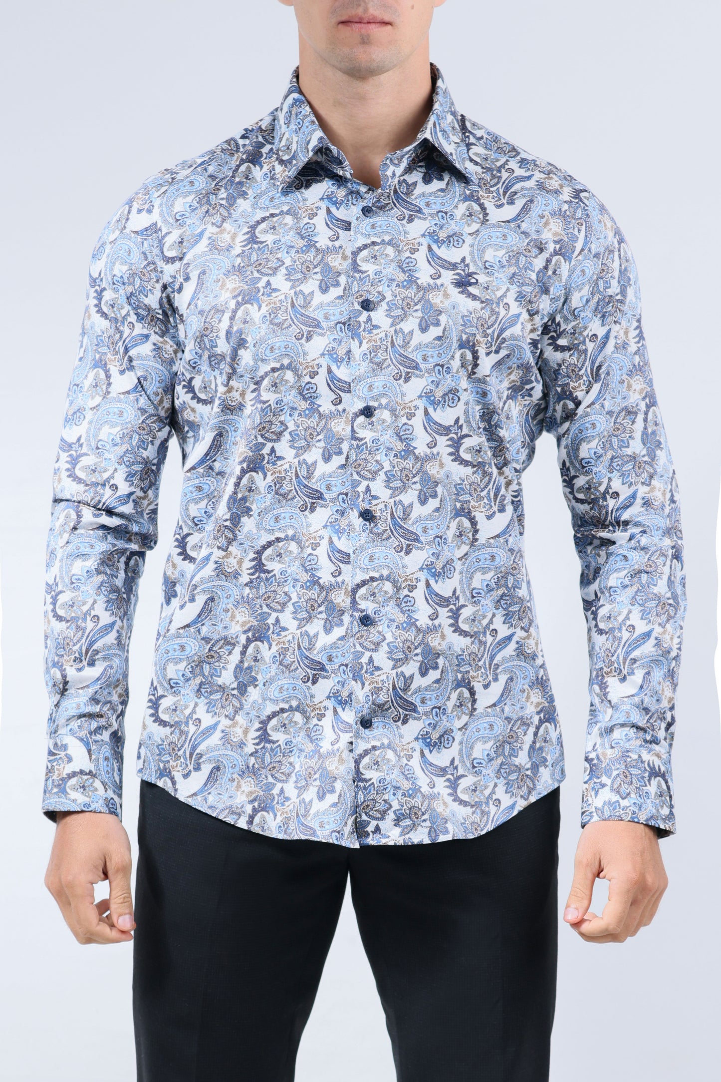 CROCODILE MEN EVENING SLIM FIT FS SHIRT-PRINCESS BLUE