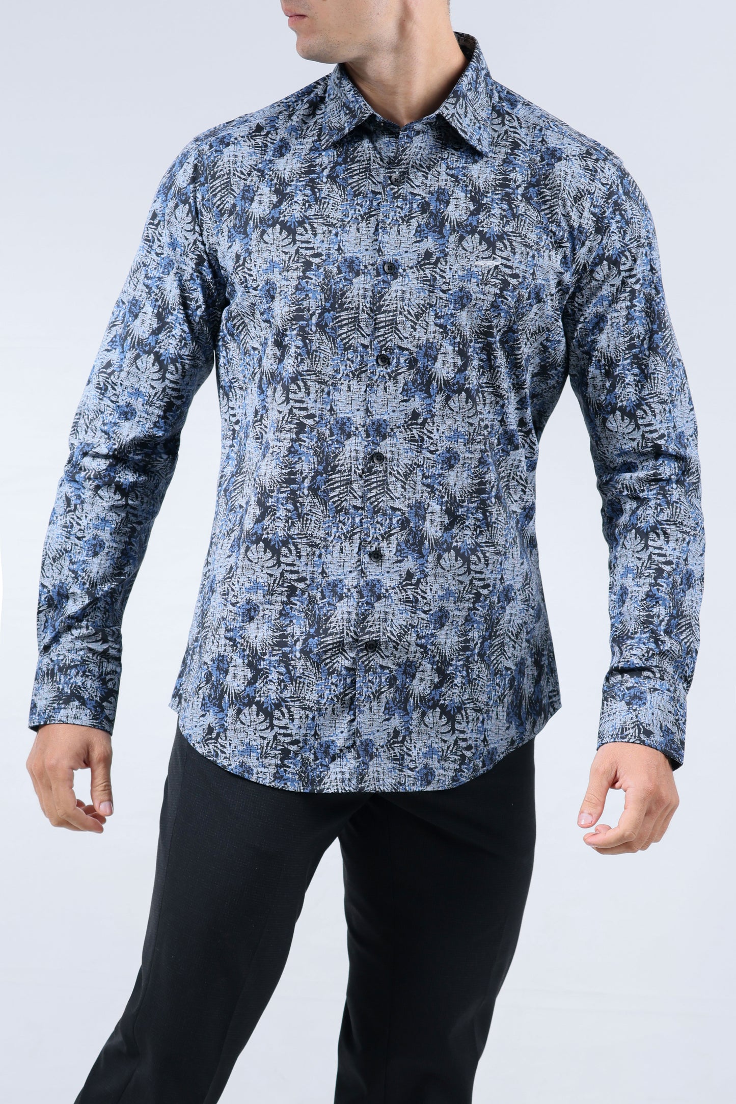 CROCODILE MEN EVENING SLIM FIT FS SHIRT-BLEACHED DENIM