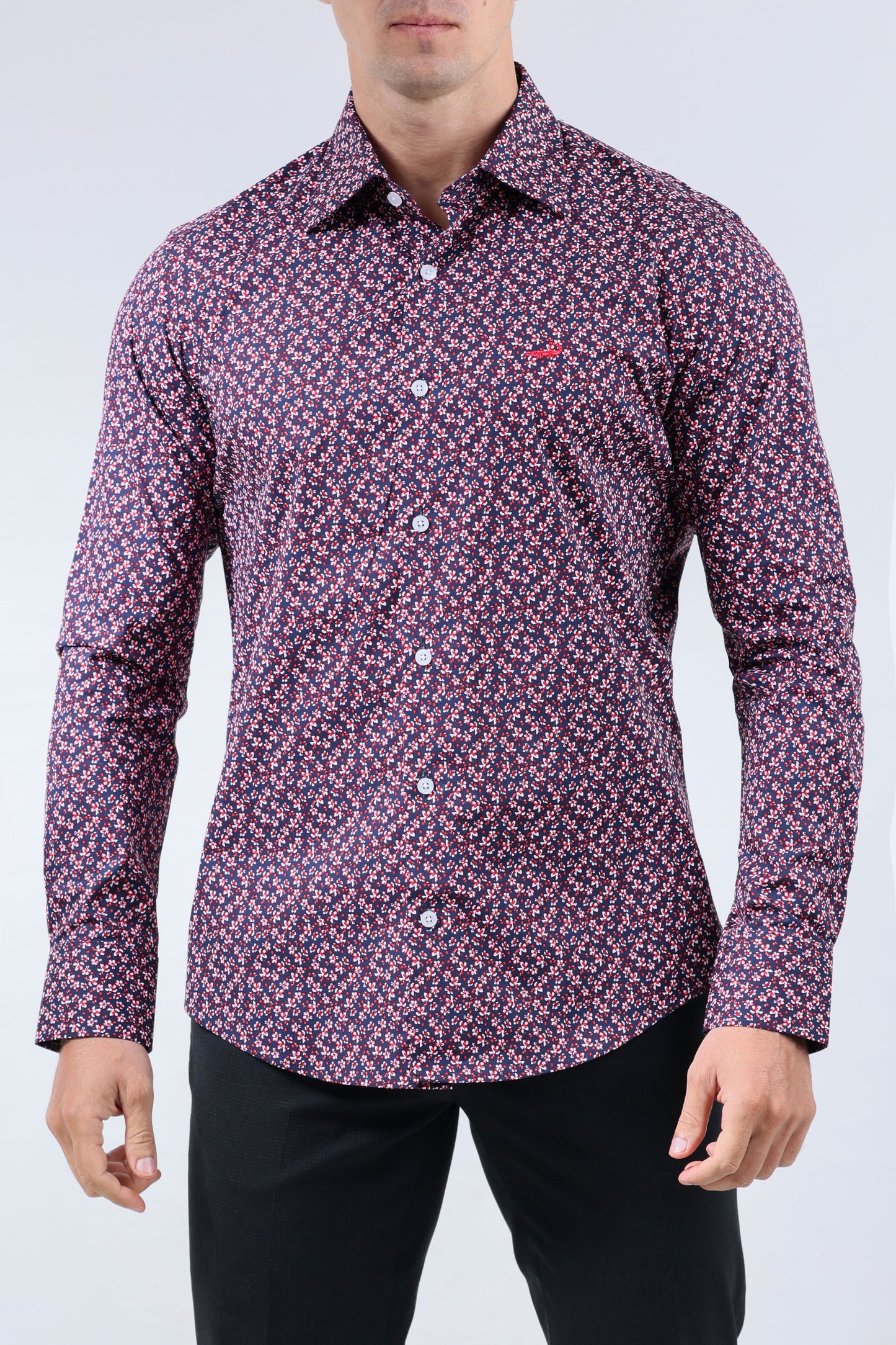 CROCODILE MEN EVENING SLIM FIT FS SHIRT-SCARLET