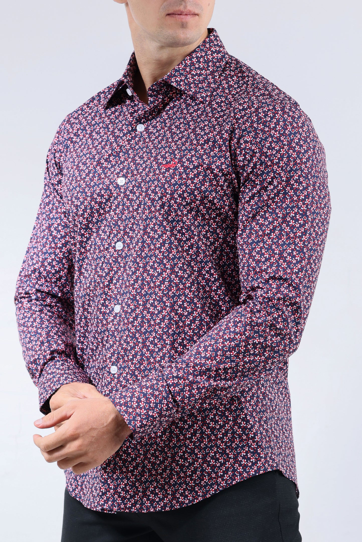 CROCODILE MEN EVENING SLIM FIT FS SHIRT-SCARLET