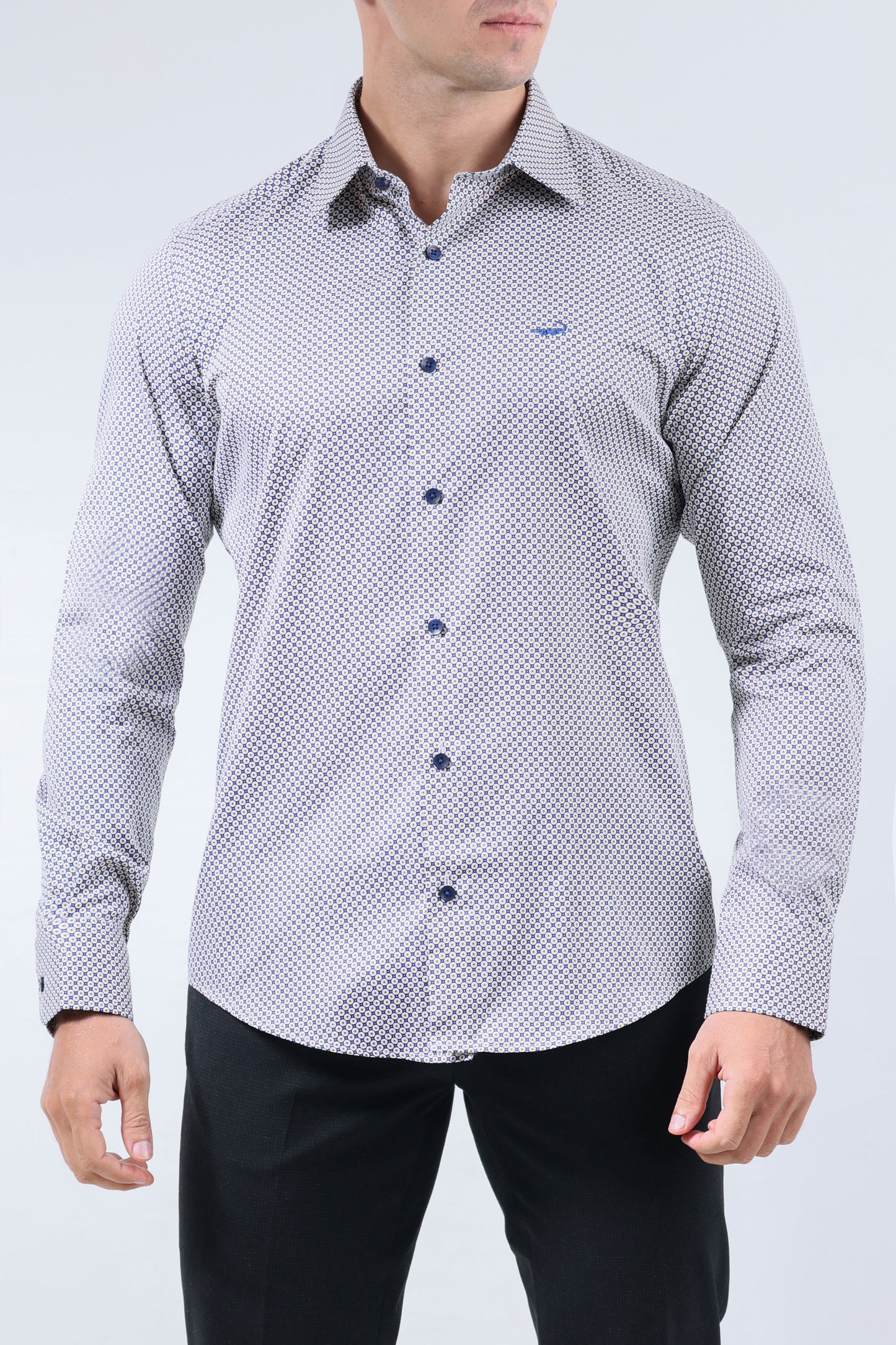 CROCODILE MEN EVENING SLIM FIT FS SHIRT-BLUE DEPTHS