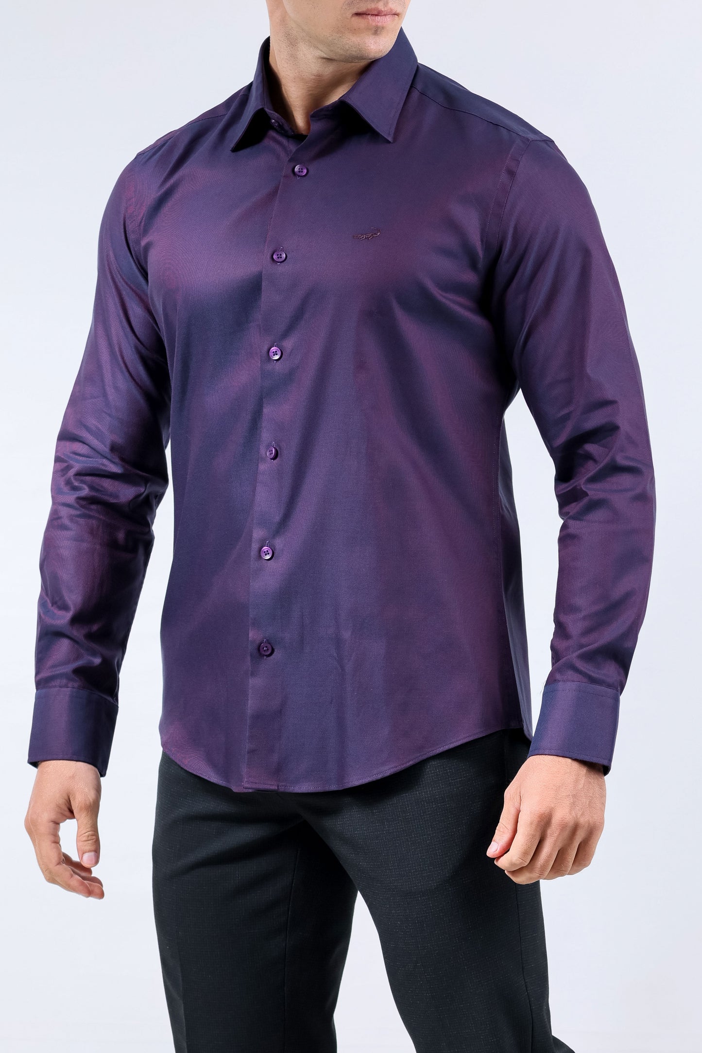 Crocodile Men Evening Slim Fit Shirt - Maroon