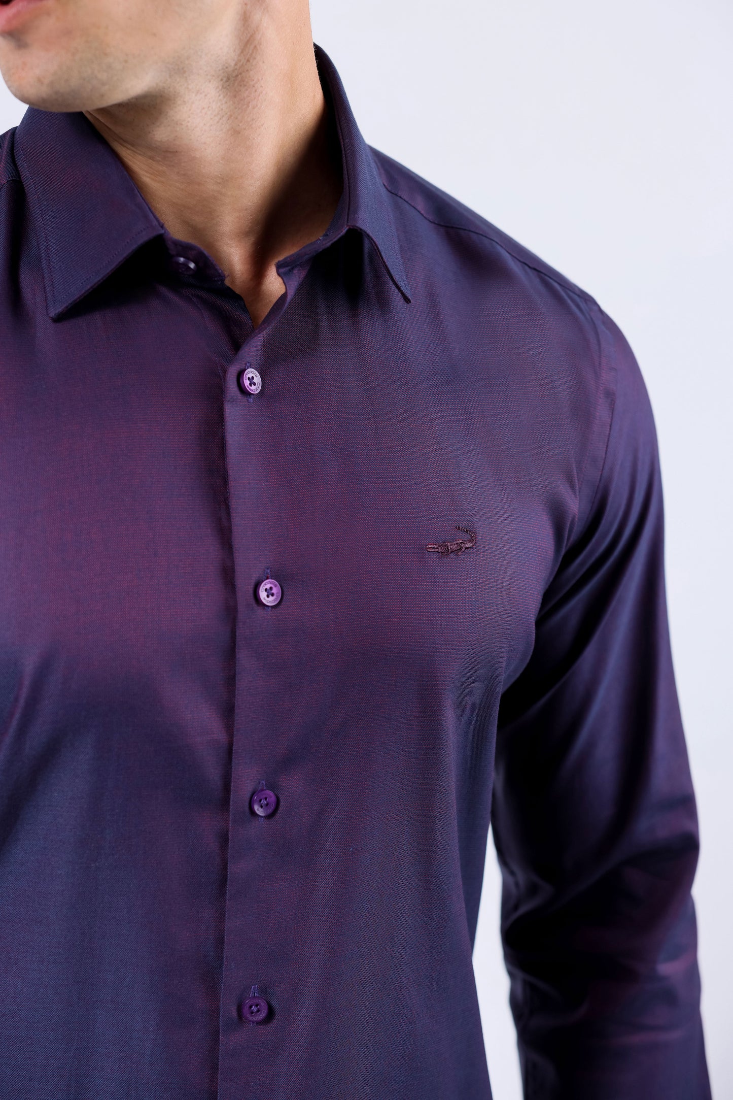 Crocodile Men Evening Slim Fit Shirt - Maroon