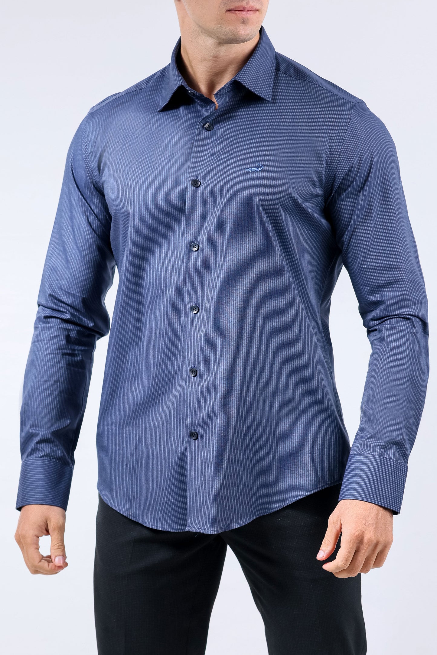 Crocodile Men Evening Slim Fit Shirt - Twlight
