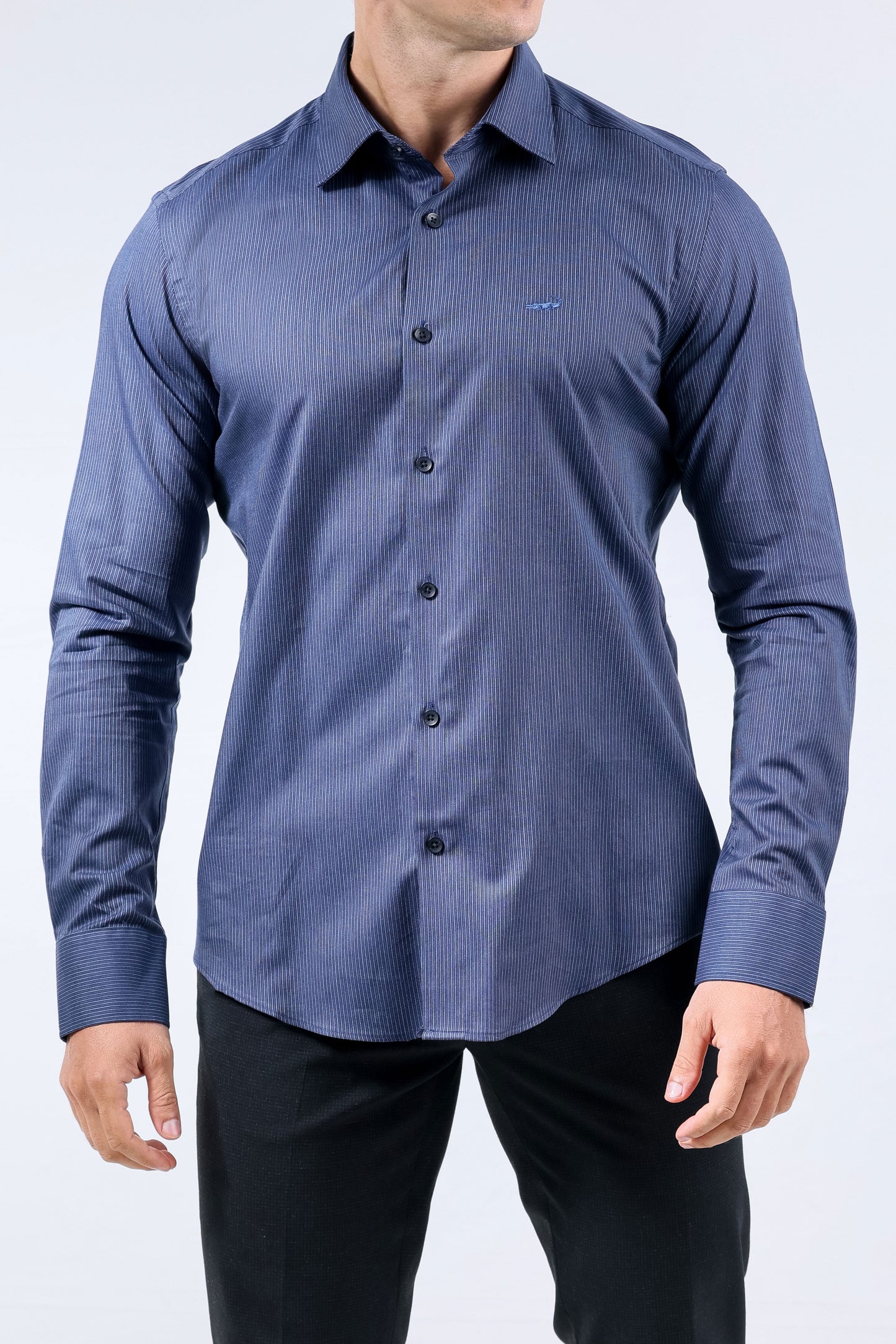 Crocodile Men Evening Slim Fit Shirt - Twlight