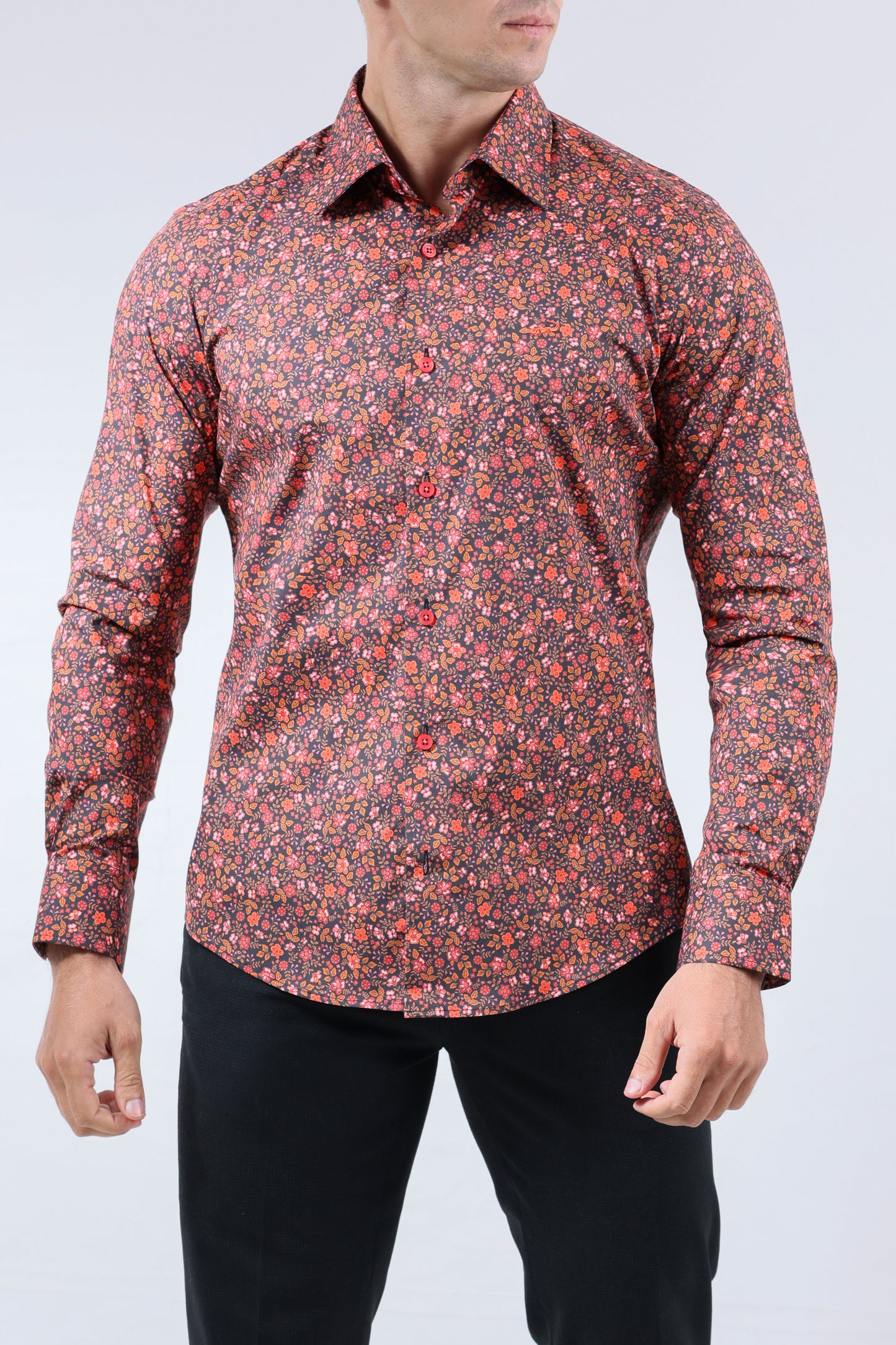 CROCODILE MEN EVENING SLIM FIT FS SHIRT-BURN RED