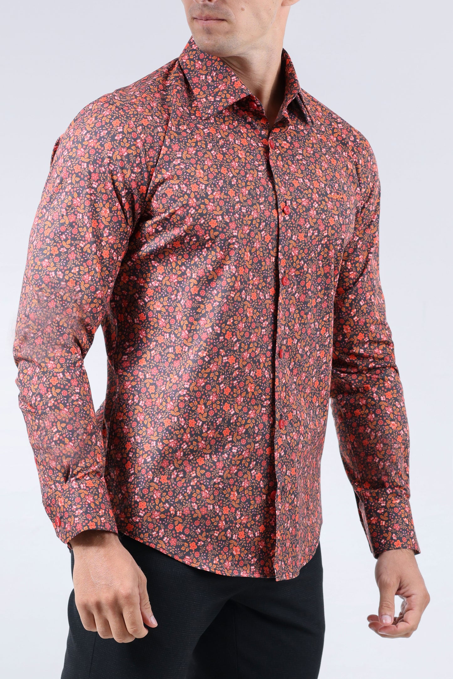 CROCODILE MEN EVENING SLIM FIT FS SHIRT-BURN RED