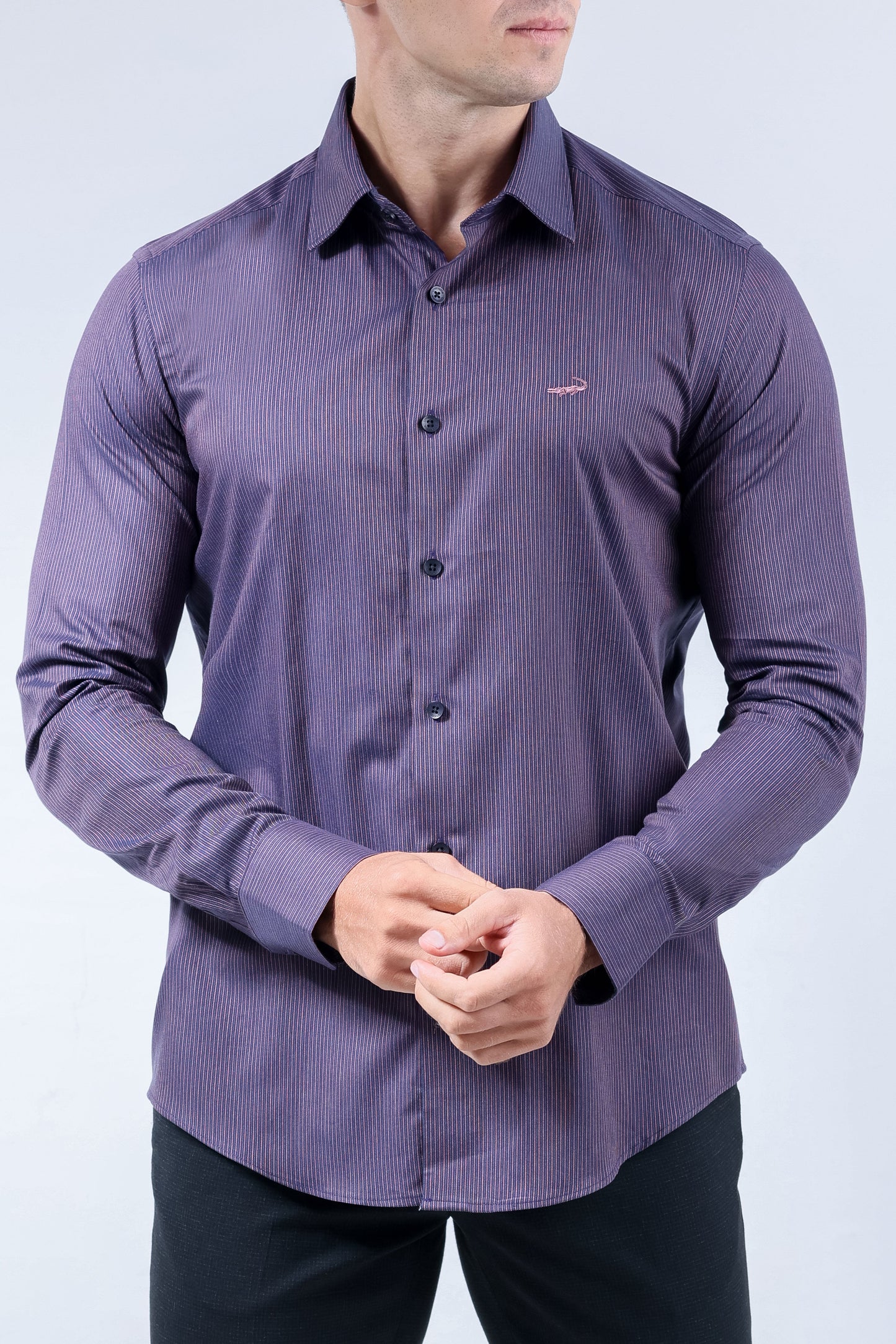 Crocodile Men Evening Slim Fit Shirt - Garnet