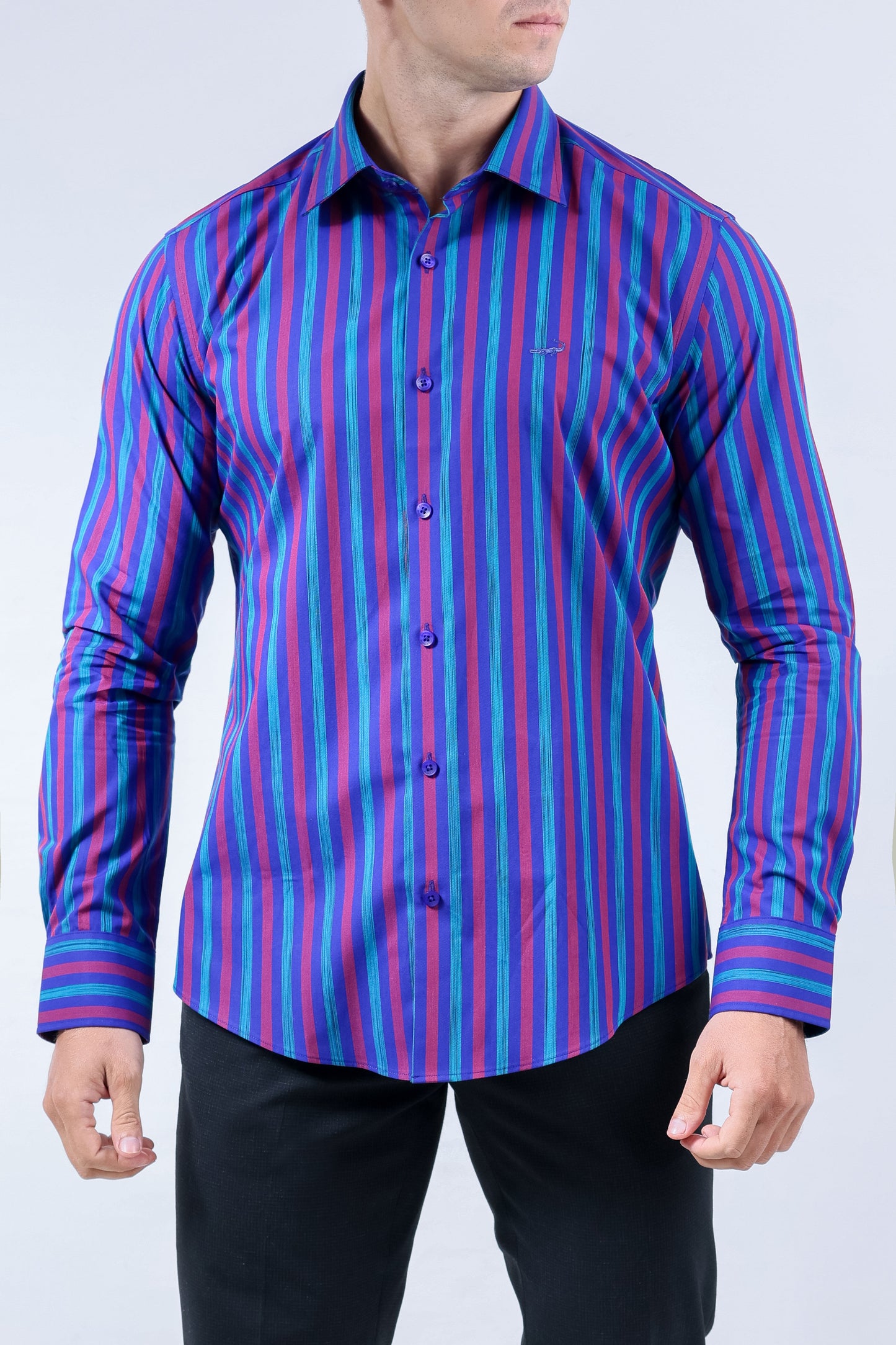 Crocodile Men Evening Slim Fit Shirt - Dazzling Blue