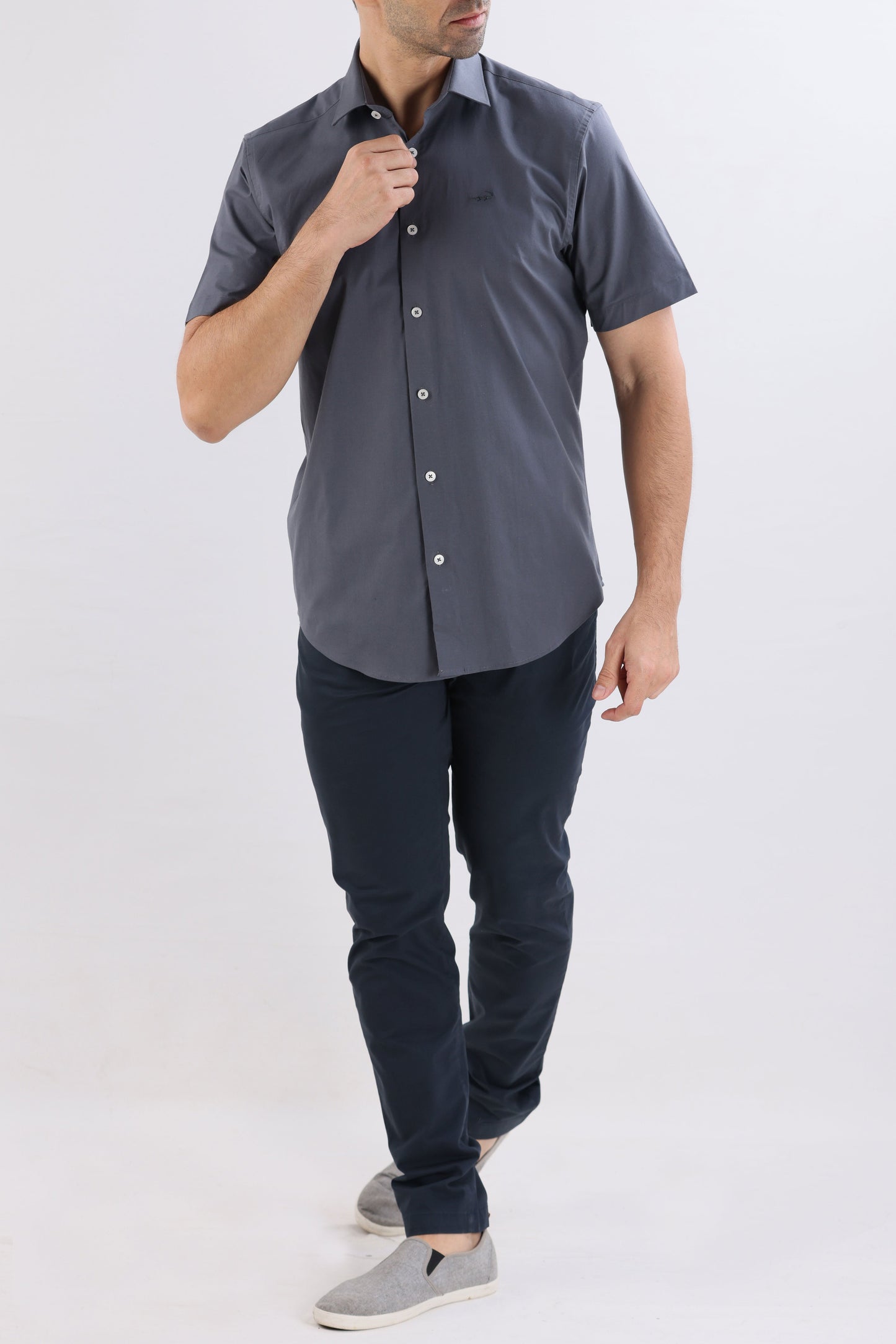 Crocodile Regular Fit Hs Semi Casual Shirt Charcoal