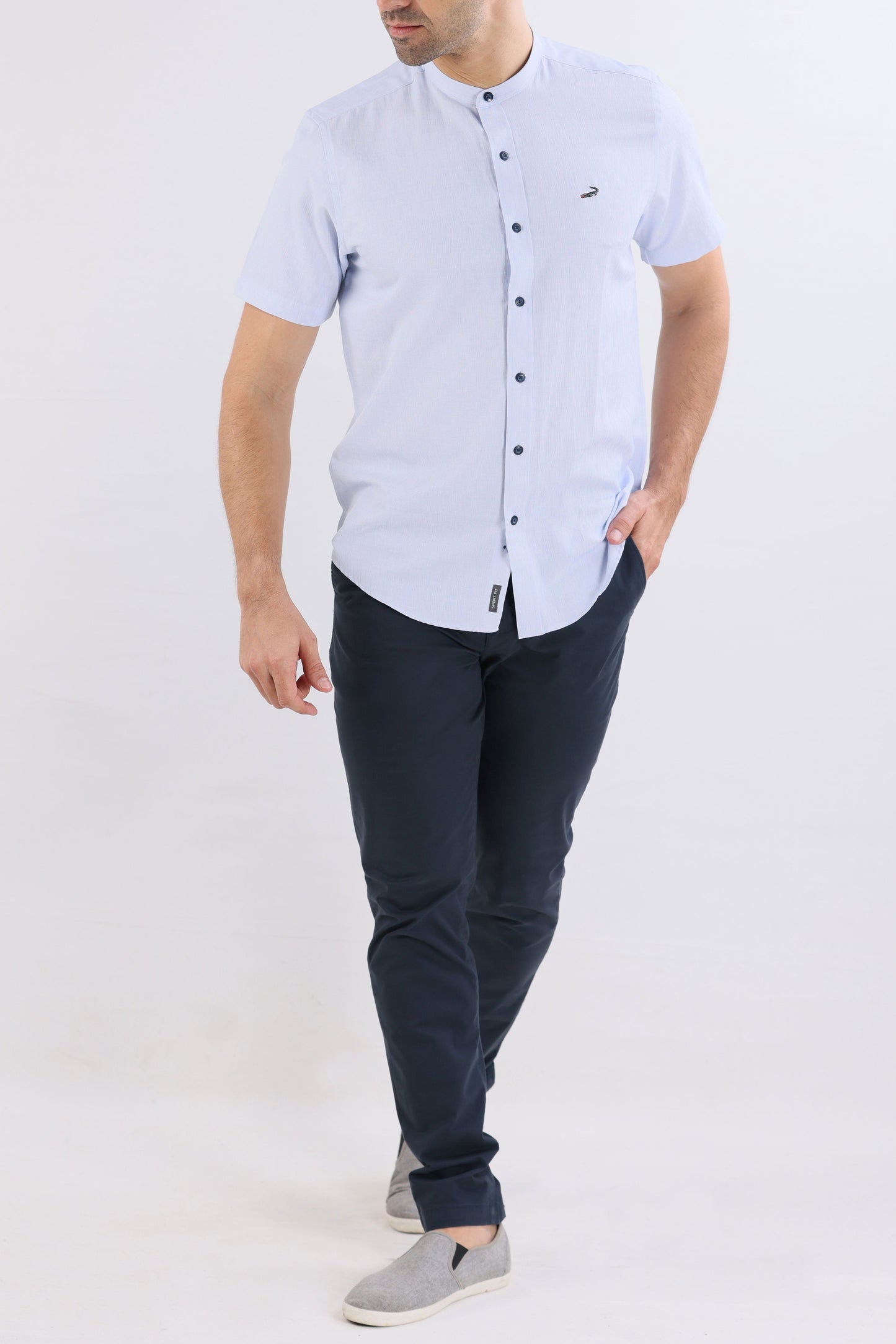 Crocodile Semi Casual Sport Fit Hs Shirt Blue - Baby Blue