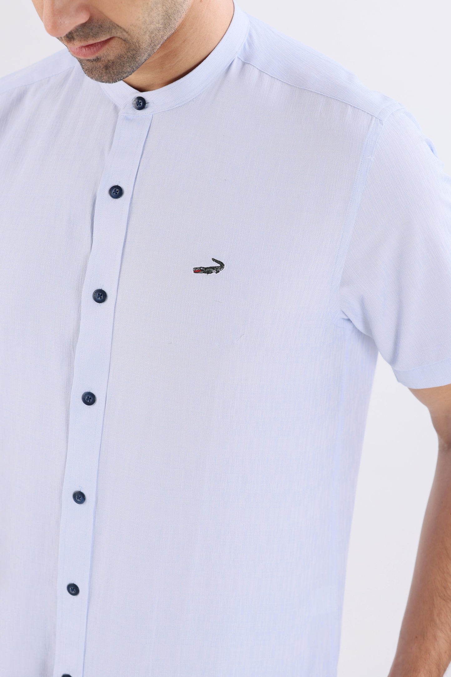 Crocodile Semi Casual Sport Fit Hs Shirt Blue - Baby Blue