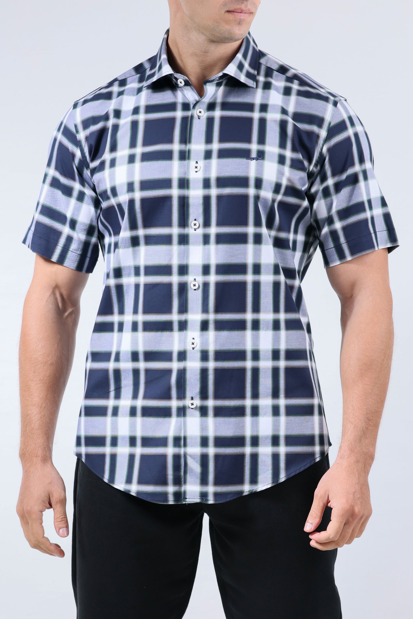 CROCODILE MEN SEMI CASUAL SLIM FIT HS SHIRT-DARK DENIM