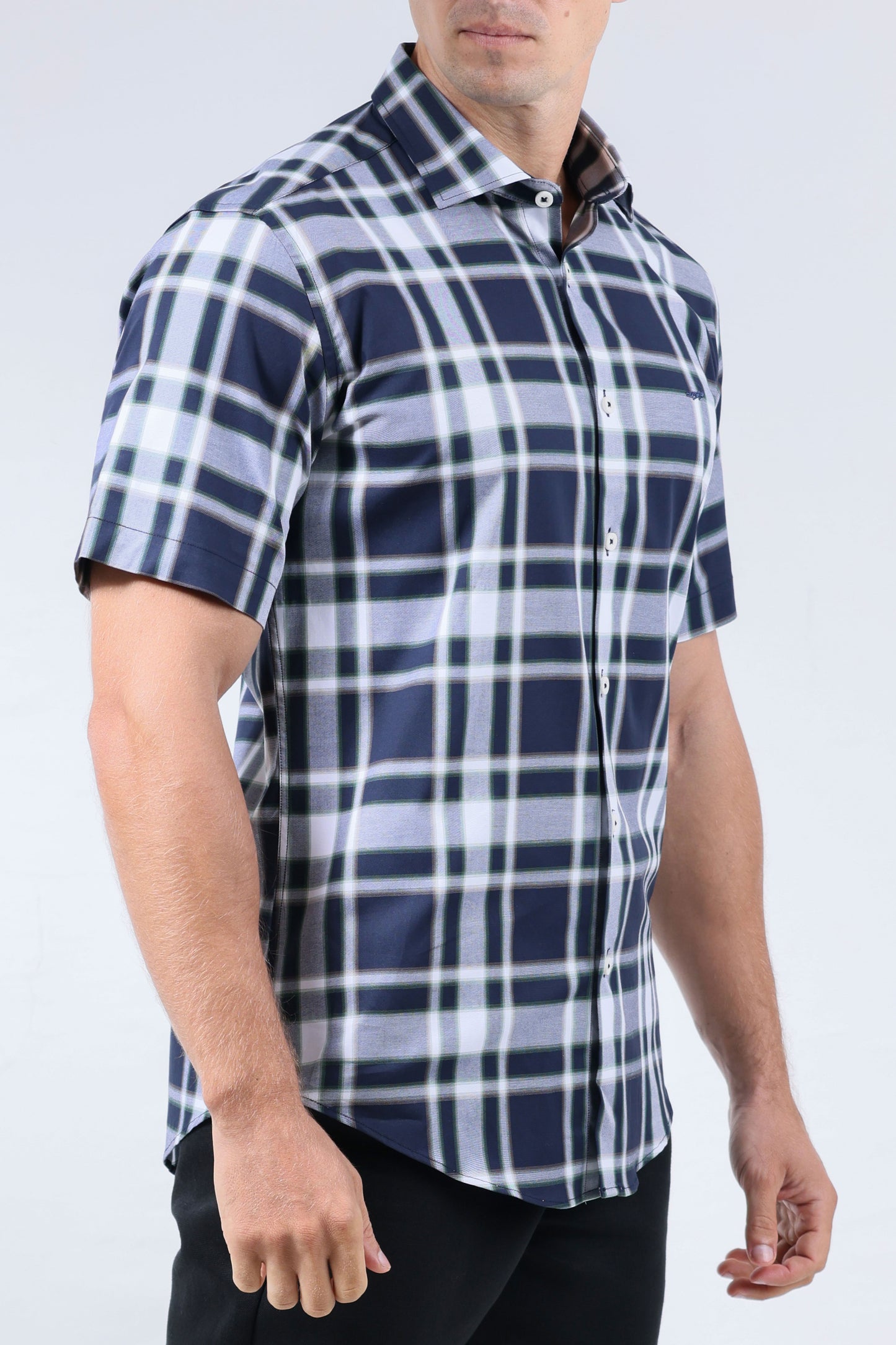 CROCODILE MEN SEMI CASUAL SLIM FIT HS SHIRT-DARK DENIM