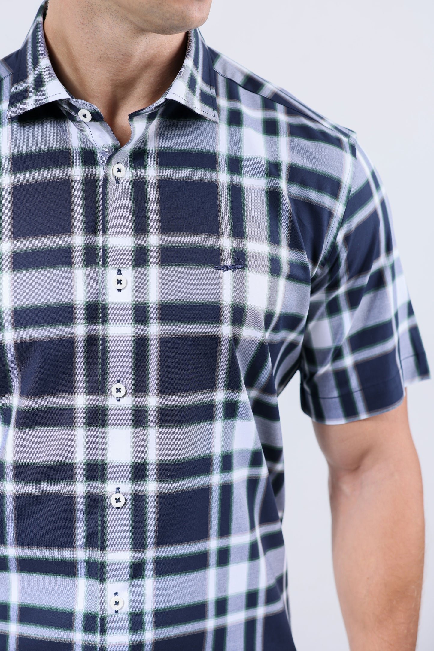 CROCODILE MEN SEMI CASUAL SLIM FIT HS SHIRT-DARK DENIM