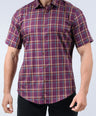 CROCODILE MEN SEMI CASUAL SLIM FIT HS SHIRT-PLUM WINE