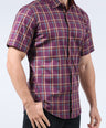 CROCODILE MEN SEMI CASUAL SLIM FIT HS SHIRT-PLUM WINE