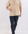 Crocodile Mens Semi Casual Leisure Fit Hs Shirt Brown - Toasted Nut