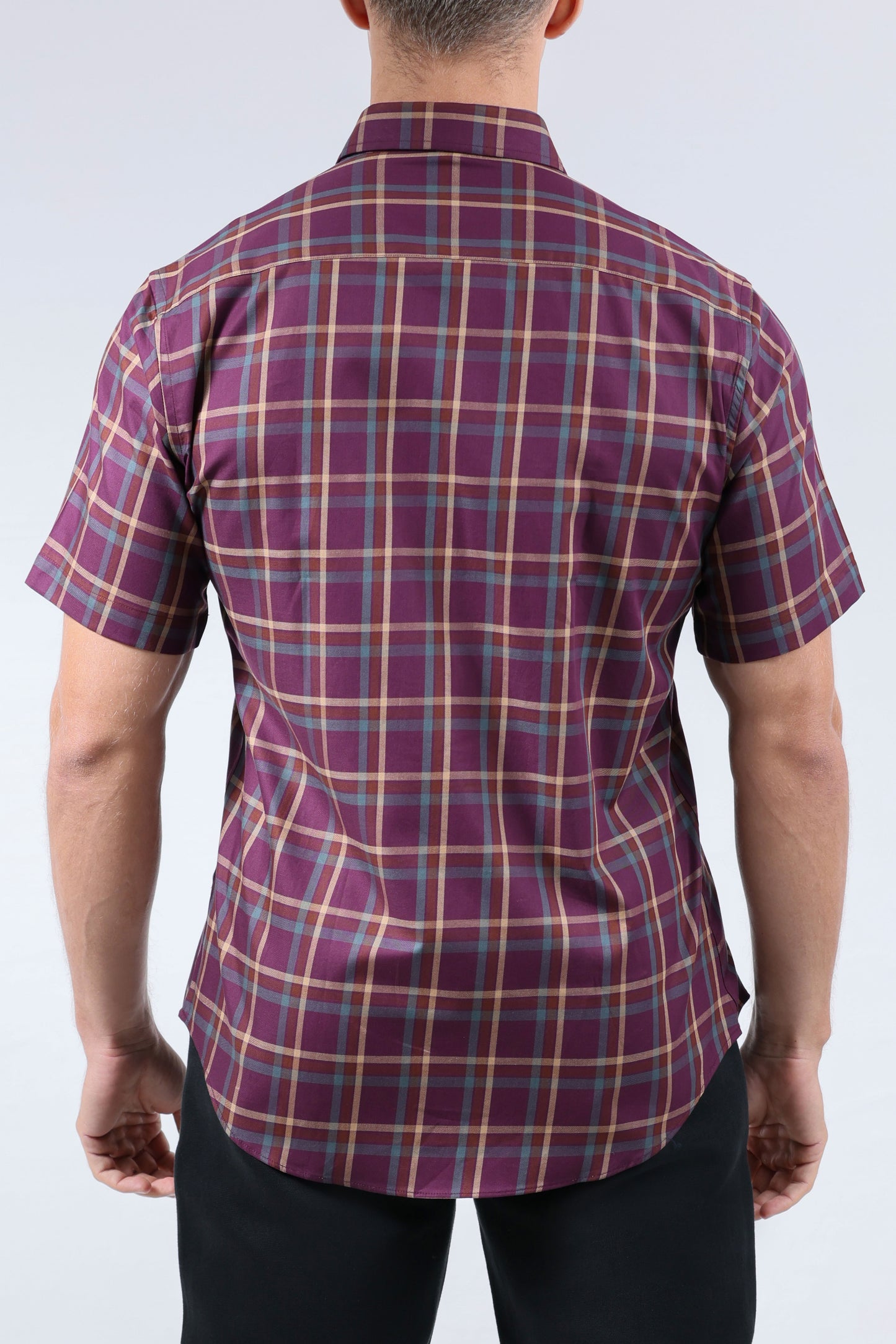 CROCODILE MEN SEMI CASUAL SLIM FIT HS SHIRT-PLUM WINE