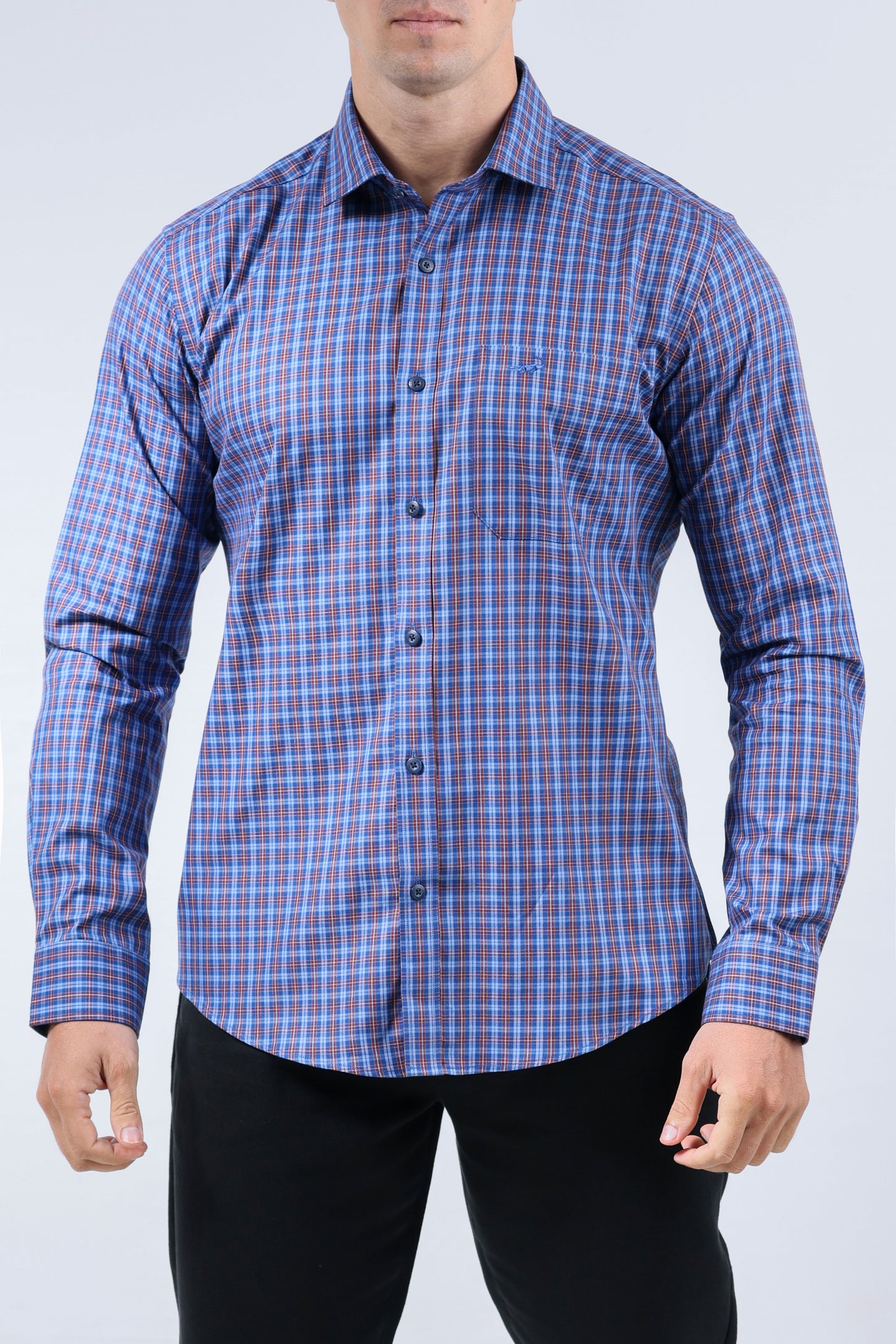 CROCODILE MEN SEMI CASUAL SLIM FIT FS SHIRT-FAIENCE